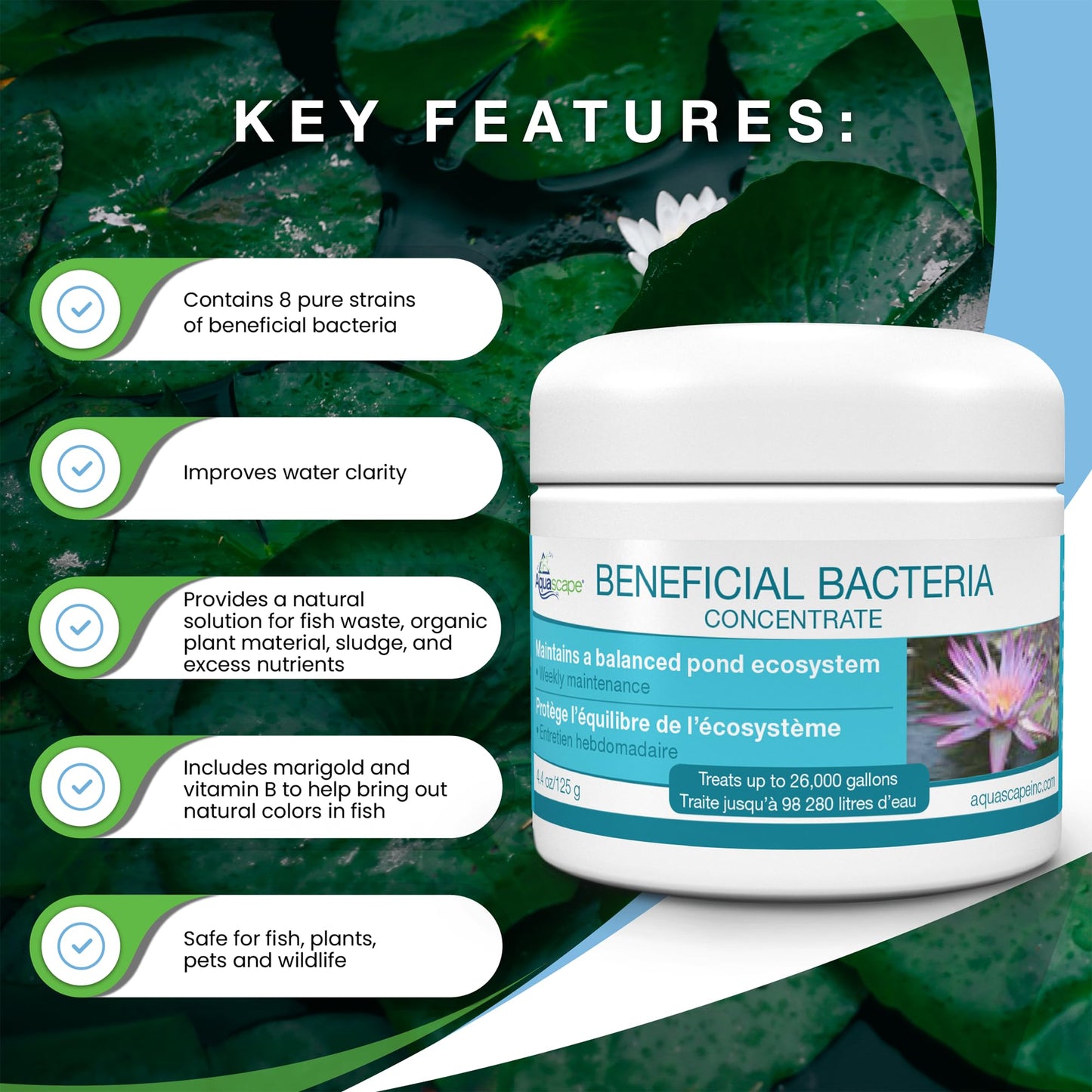 Aquascape 98949 Beneficial Bacteria for Ponds, Dry 1.1 Lbs