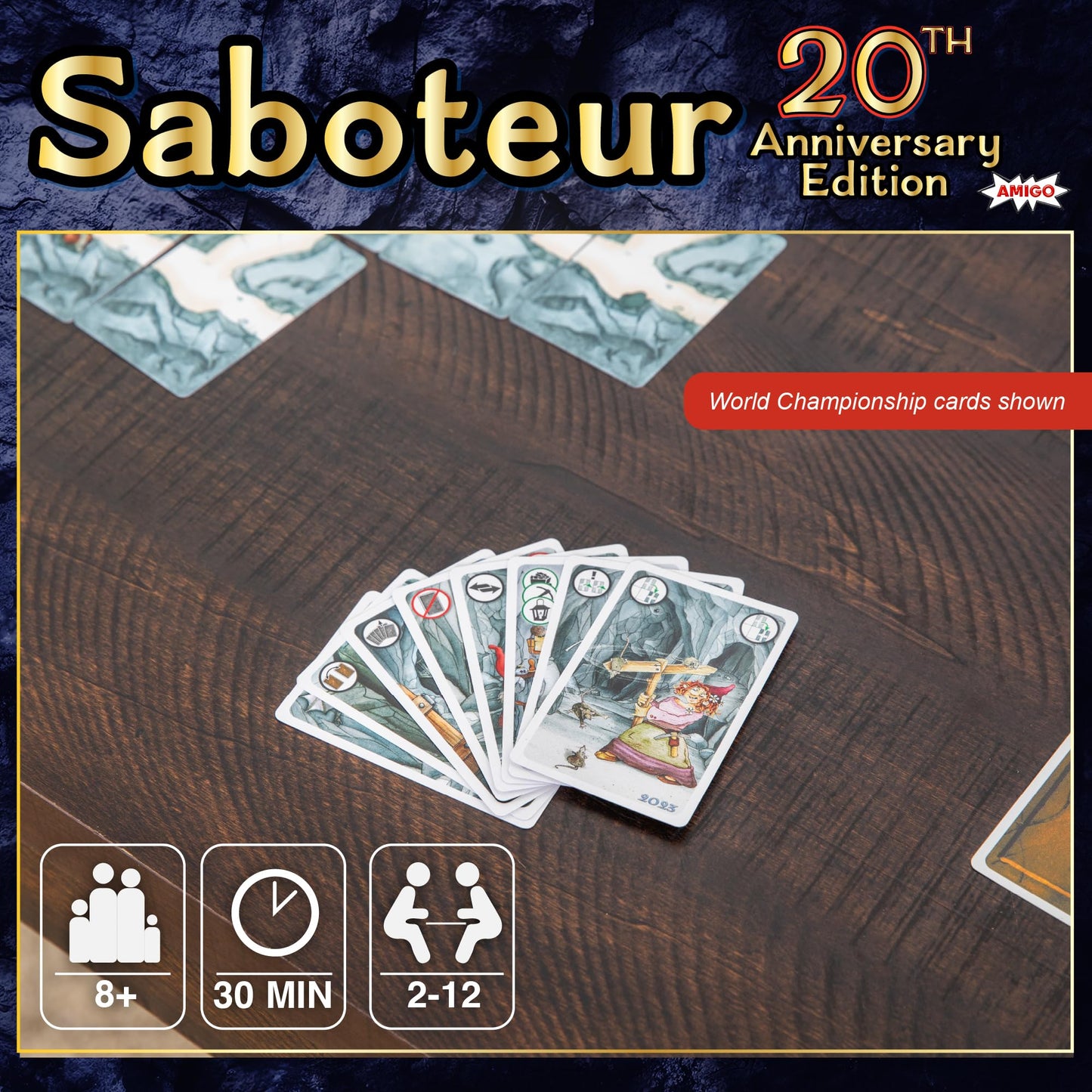 Saboteur: 20th Anniversary Edition - A Board Game by Amigo Games – 2-10 Players - Board Games for Family - 20 Minutes of Gameplay - Family Game Night - for Kids and Adults Ages 8+ - English Version