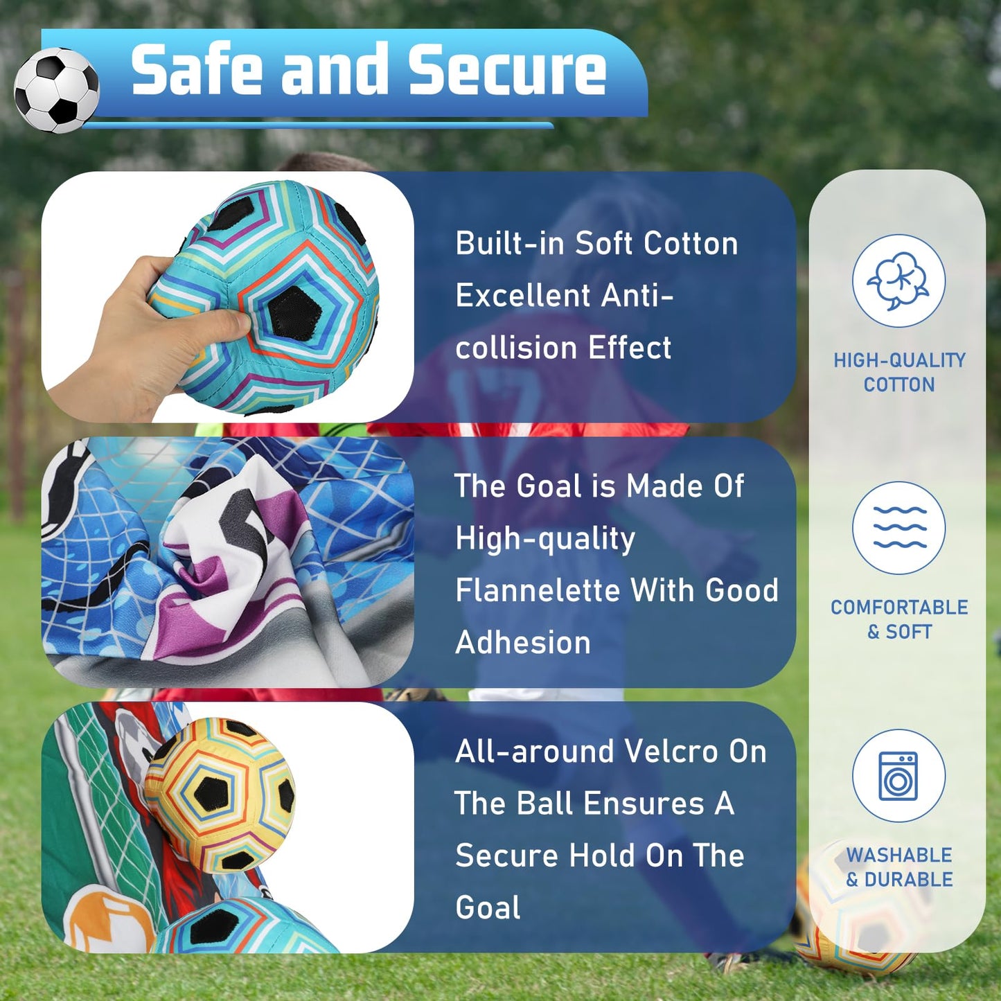 VATOS Soccer Ball Game Set for Kids, Indoor Outdoor Backyard Toss Soccer Goal Game with Velcro Balls, Toddlers Gift for 3 4 5 6 7 8 Year Old Boy Toys
