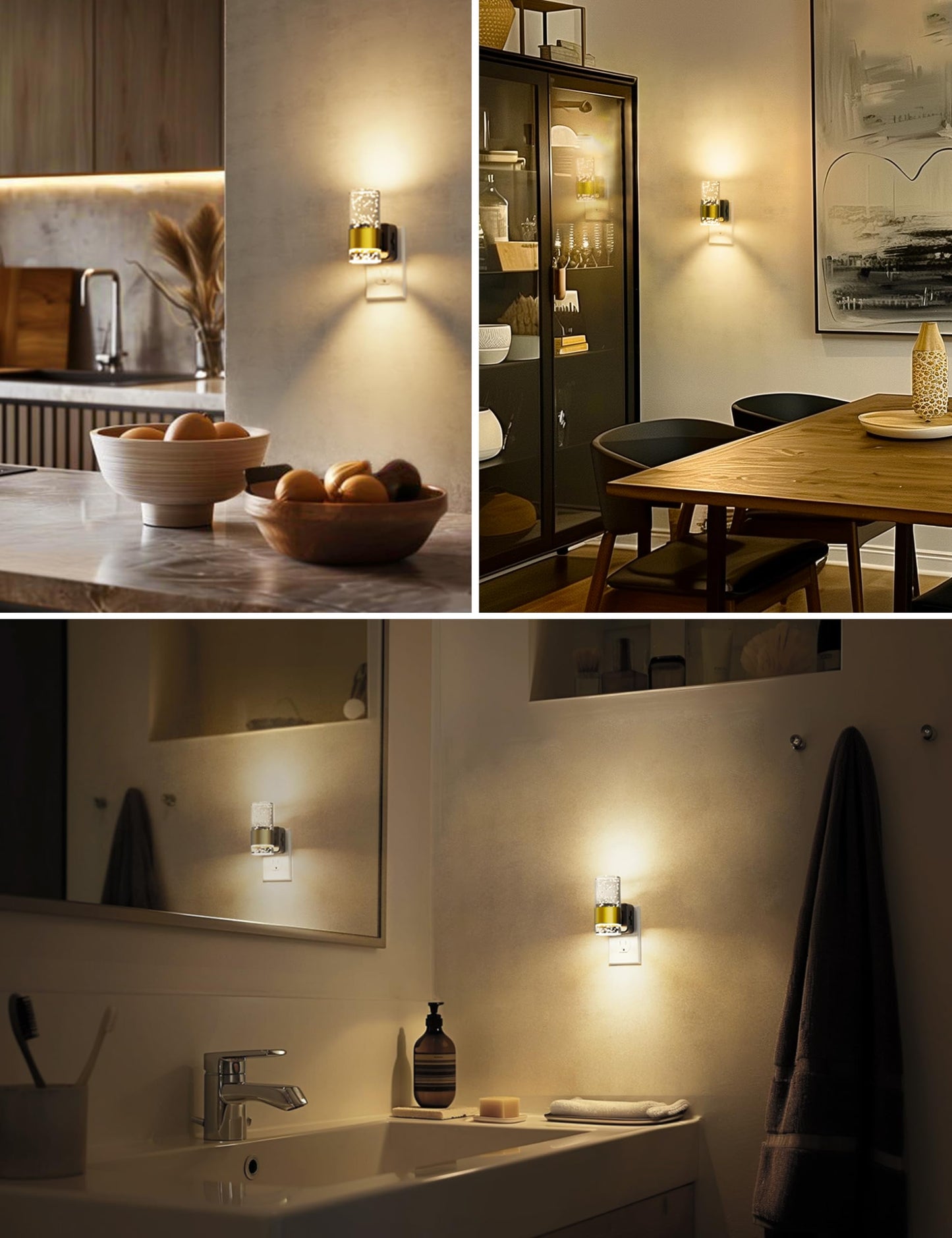 LOHAS Night Lights Plug into Wall, Soft Light LED Night Light with Adjustable Brightness, Plug in NightLight with Auto Light Sensor, Wall Sconce-Style Design Night Light for Bathroom,Hallway, 2 Pack
