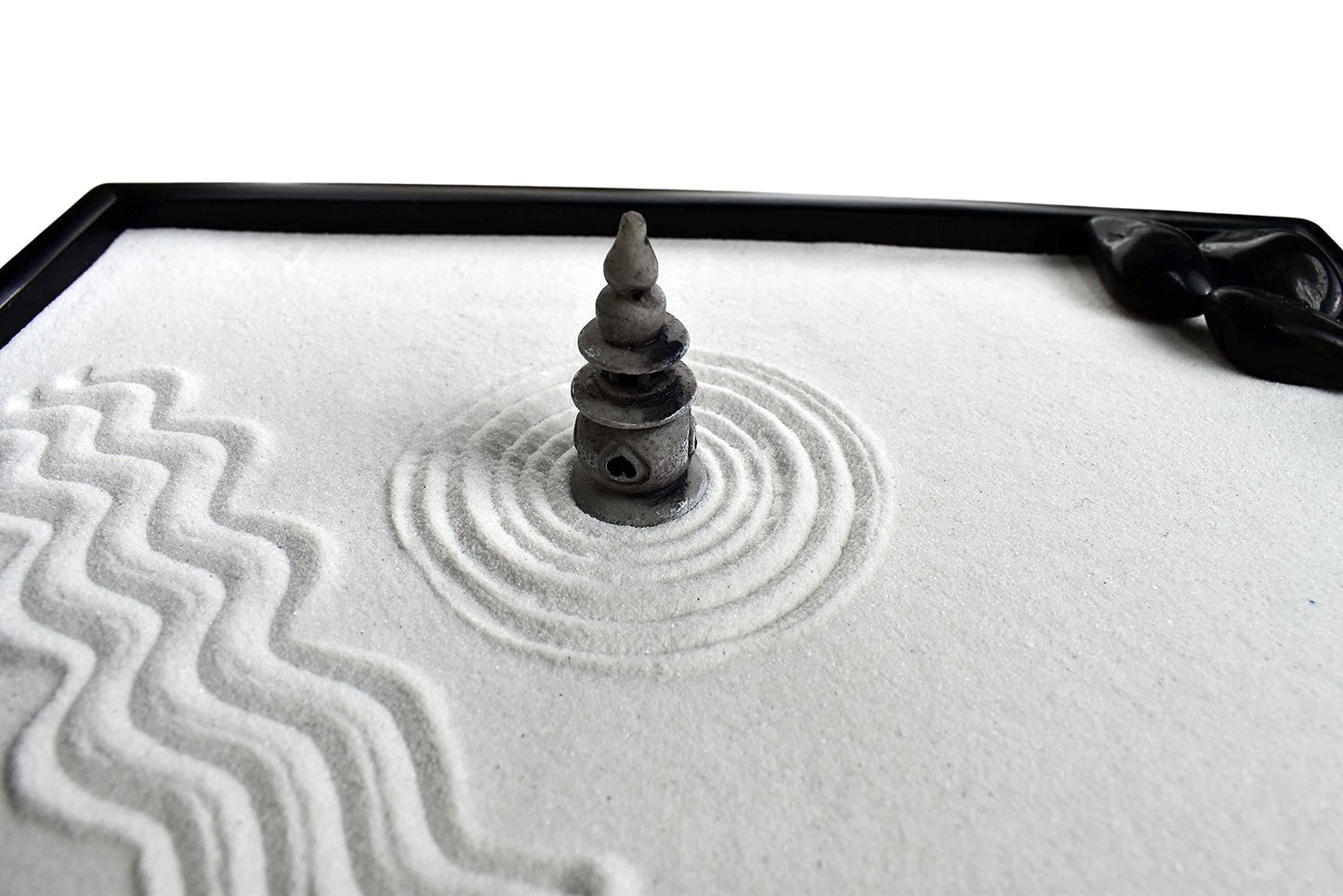 Artcome Japanese Zen Sand Garden for Desk with Rake, Stand, Rocks and Mini Furnishing Articles - Office Table Accessories, Mini Zen Sand Garden Kit - Meditation Gifts