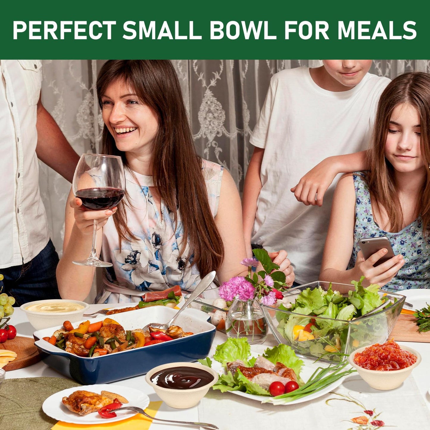 Small Paper Bowls 6 oz, 100 Pack Biodegradable Bagasse Bowls