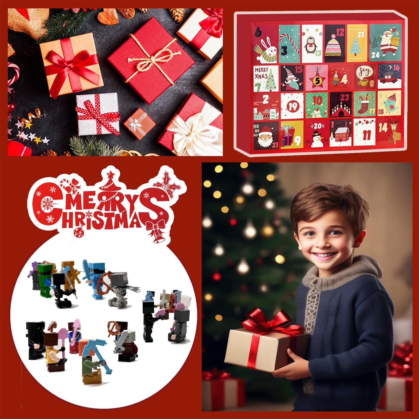 Advent Calendar 2025 - Toy Building Blocks Kit Cartoon Game Set Boys Advent Calendar Surprise Christmas Gift 24 Days Christmas Countdown Calendar