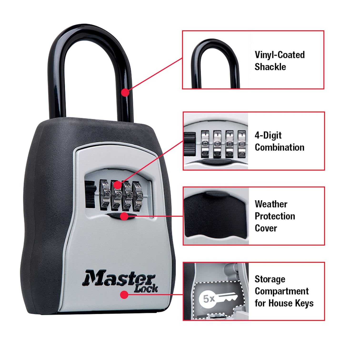 Master Lock Key Lock Box with Code, Outdoor Lock Box for Realtors, Property Managers and Landlords, Ideal for Short-Term Rentals, Key Safe Holds 5 Keys, 2 Pack, 5400EC2