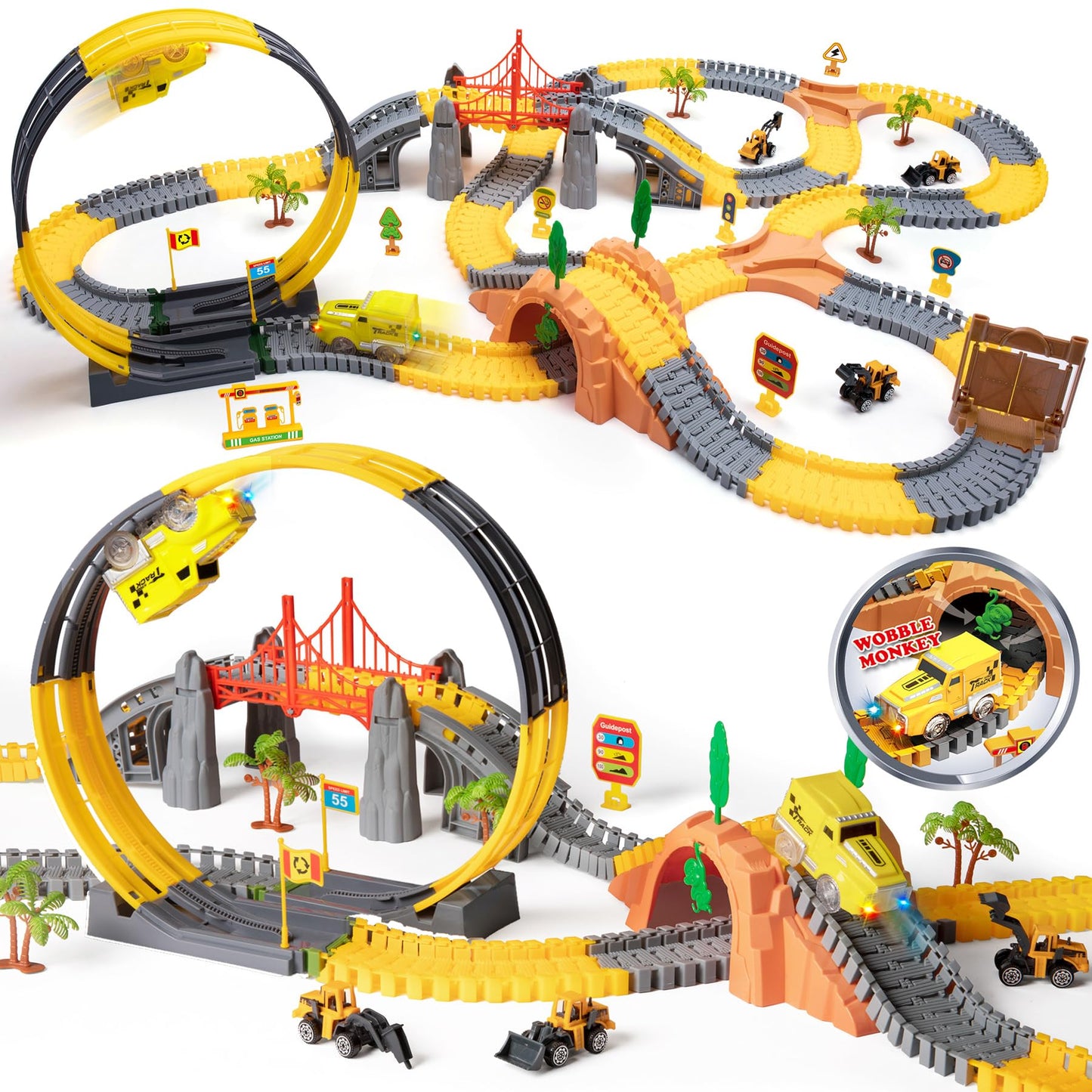 OR OR TU Construction Toys 342Pcs Race Track Sets for Boys/Girls Kids Excavator Toy Toddler Train Set Flexible Car Track Gift for 3 4 5 6+ Years Old Children