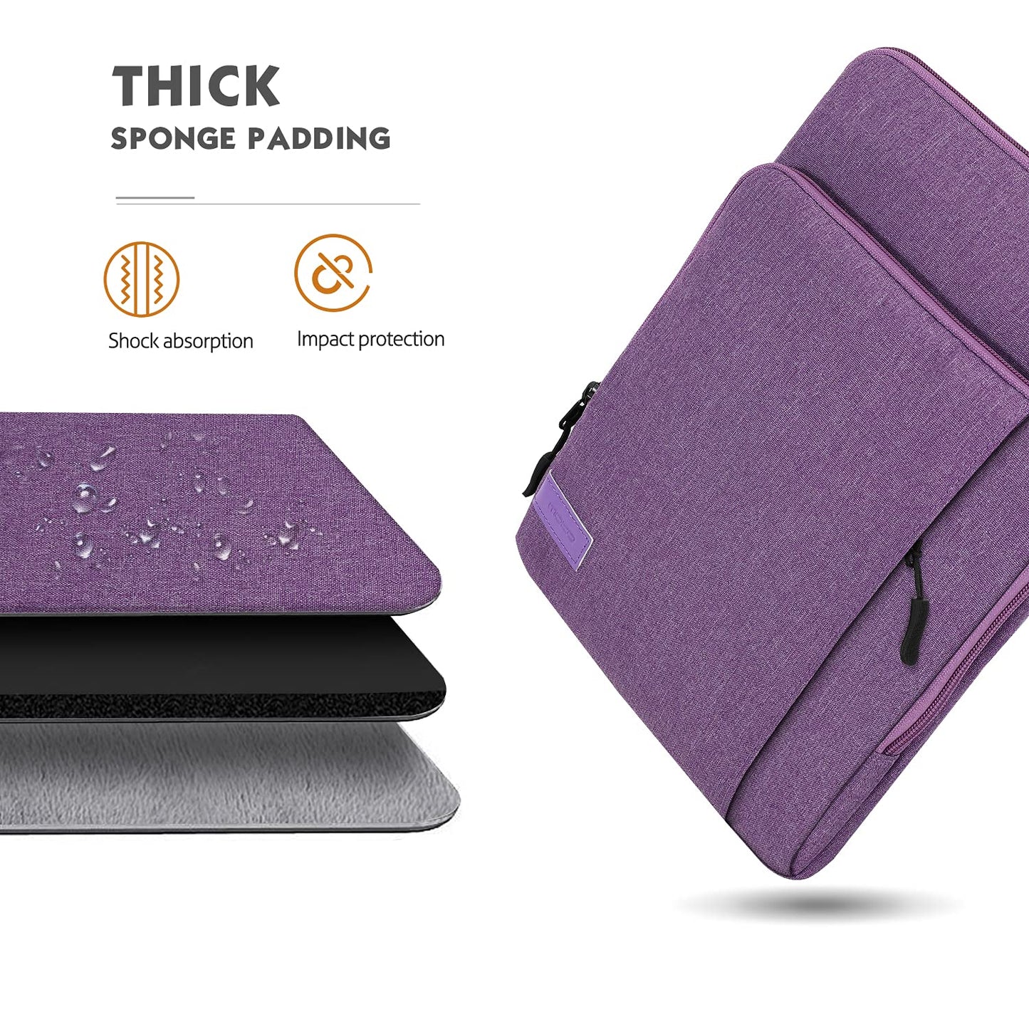 MoKo Laptop Sleeve Bag for 13.3-14 Inch, Notebook Carrying Case with Pocket Fits MacBook Pro M2 14" /13" M2/M1 Pro/M1 Max 14.2 2023-2021/Air 13.6" M3/M2 2024/2022, Surface Pro 9/8 13", Purple