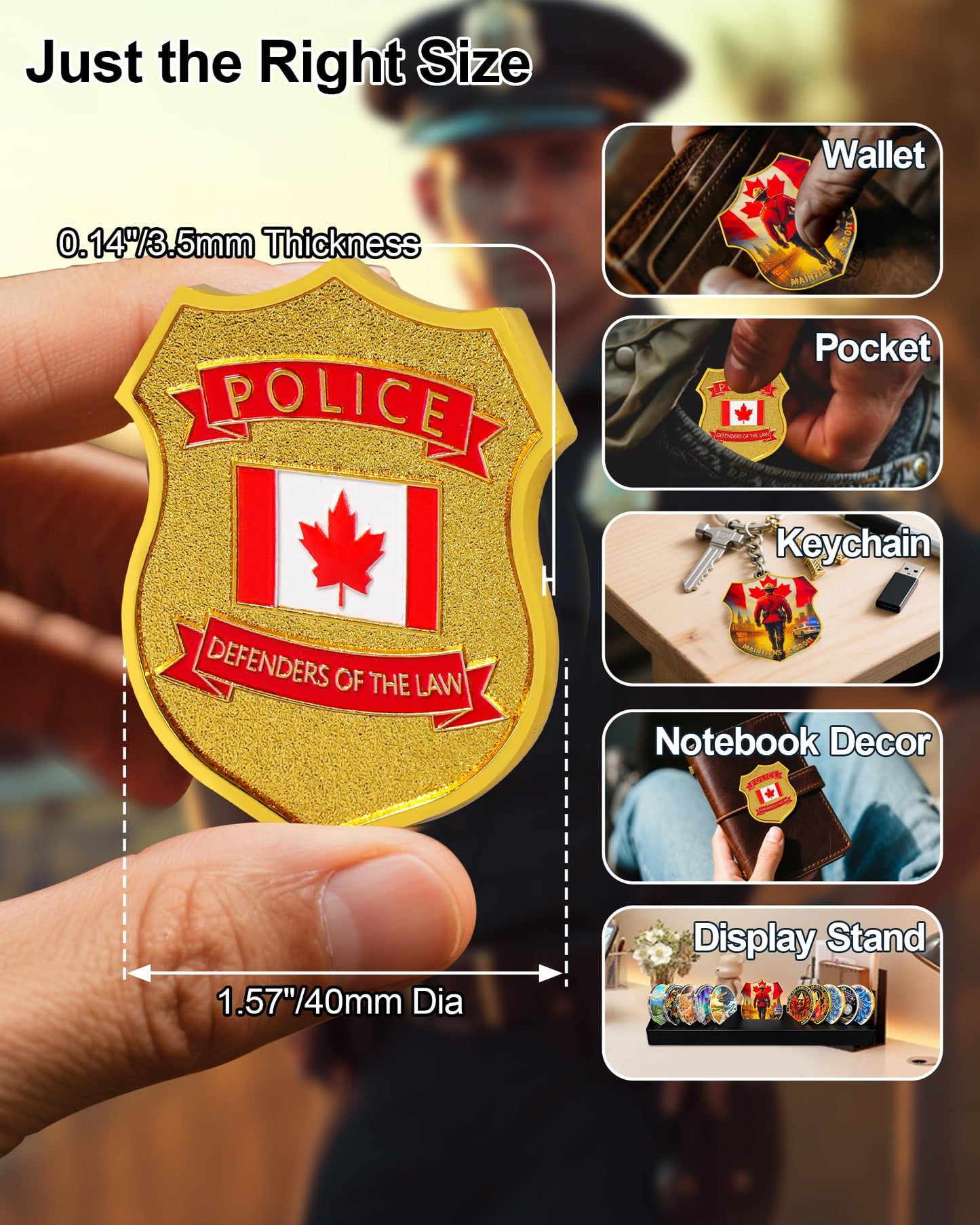 RYUKENLM 5pcs Canadian Police Challenge Coin Canadian Police Tribute Collectible Police Badge Coins Perfect Patriotic Token Gift for Police and Enthusiasts