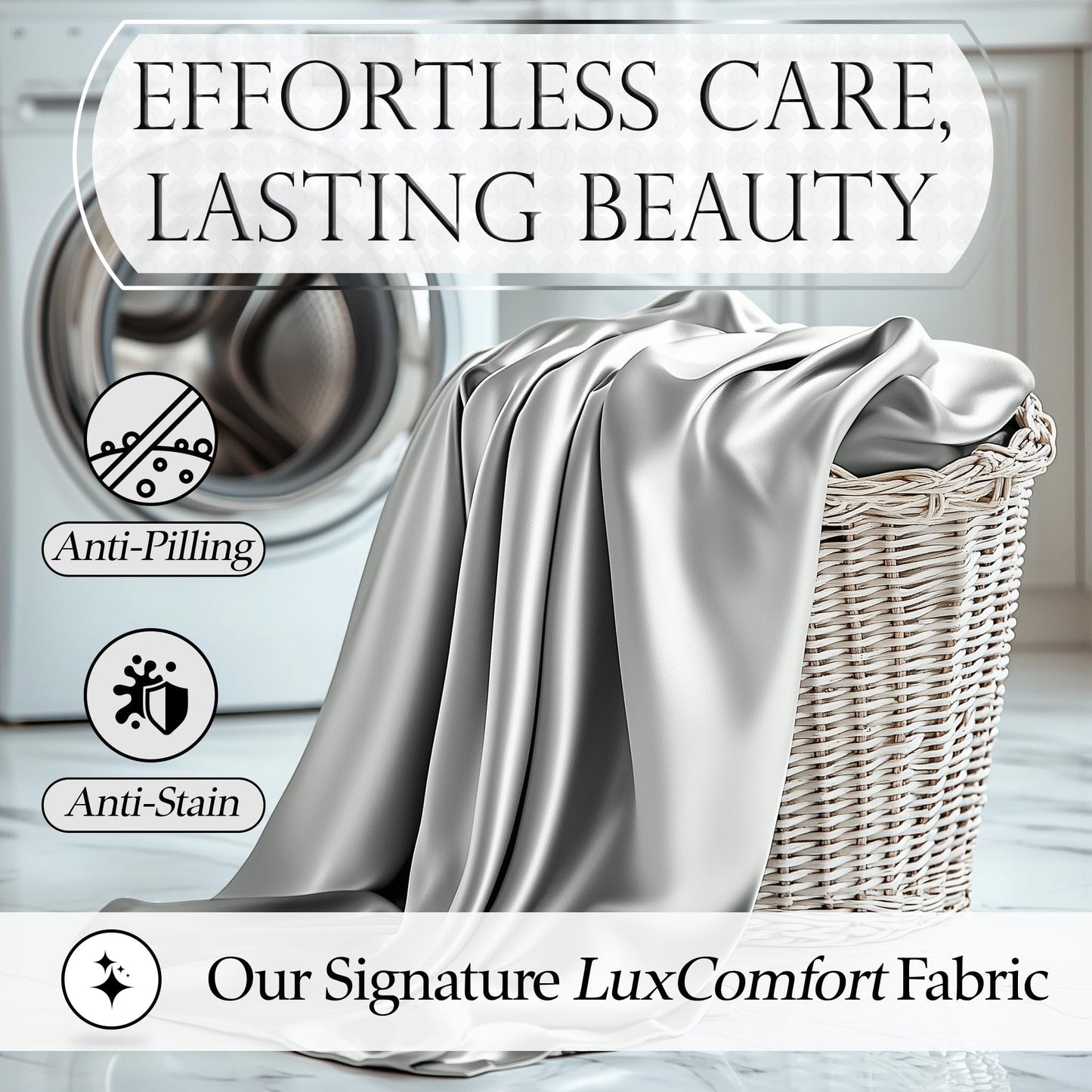 DECOLURE Satin Bed Sheets - 4 Piece Luxury Silky Queen Size Bedding Set - Softer Than Silk, Wrinkle-Free with 15” Deep Pocket Fitted Sheet, Perfect for Hair & Skin, Gifts for Women (Grey)