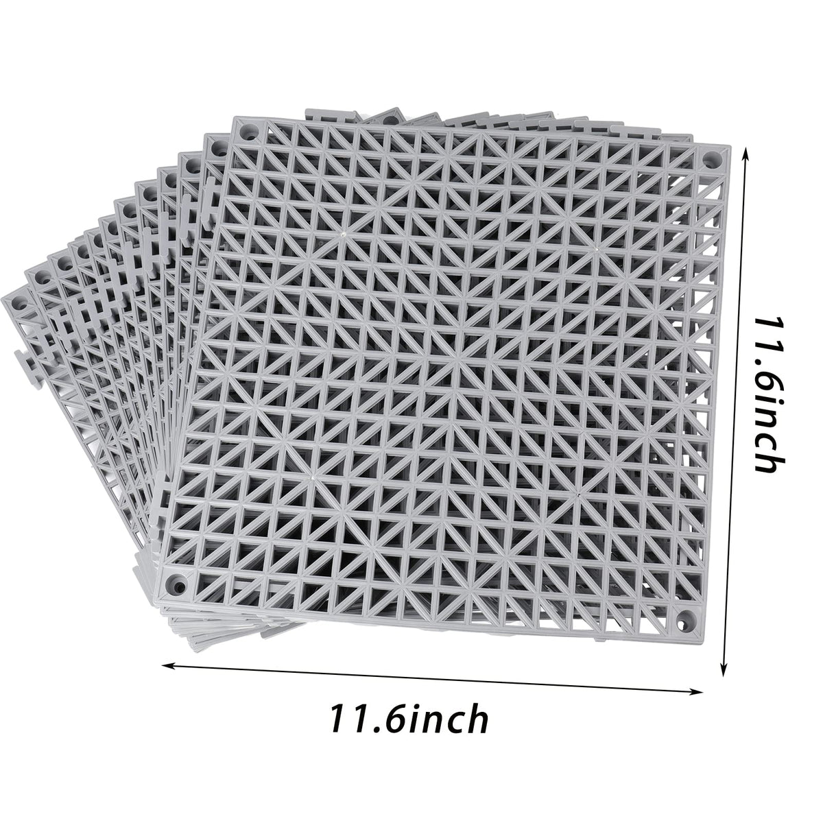 SOUJOY 12 Pieces Modular Interlocking Cushion, 11.6" x 11.6" Rubber Drainage Mat with Holes, Non-Slip Splicing Floor Drain Tile Mat for Pool Shower Bathroom Kitchen Patio Balcony Yard Pet Area