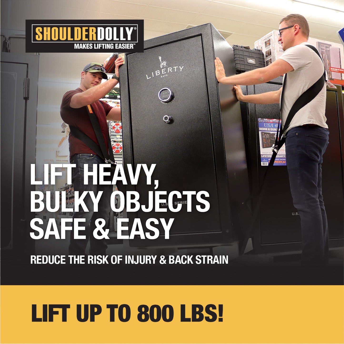 SHOULDER DOLLY Moving Straps - Lifting Strap for 2 Movers - Move, Lift, Carry, And Secure Furniture, Appliances, Heavy, Bulky Objects Safely, Efficiently, More Easily Like The Pros - Essential Moving Supplies - LD1000