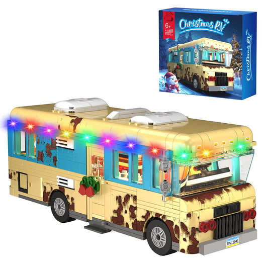 Christmas Cousin's RV Building Kit,LED Holiday Snow Village RV,10.1 Inch Christmas RV,Compatible with Lego,Gifts for Family and Friends(532pcs)