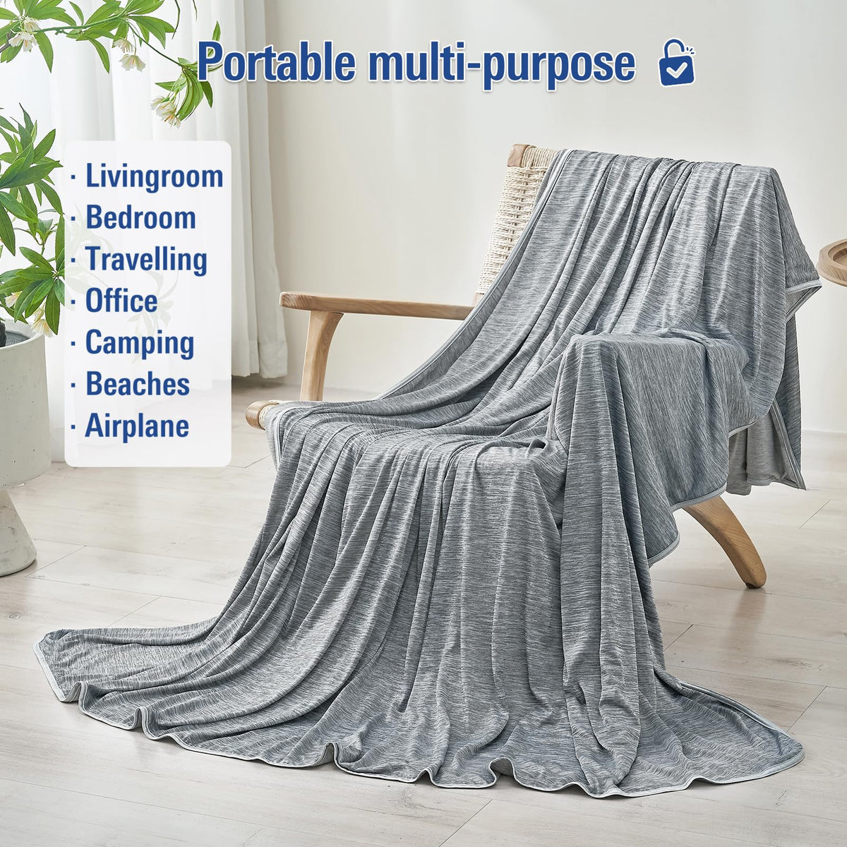 Cooling Blanket Queen Size, Lightweight & Breathable Summer Blanket for Hot Sleepers & Night Sweats, Double-Sided Cool-to-Touch Design, Smooth Cooling Blanket for Bed, 79" x 86"