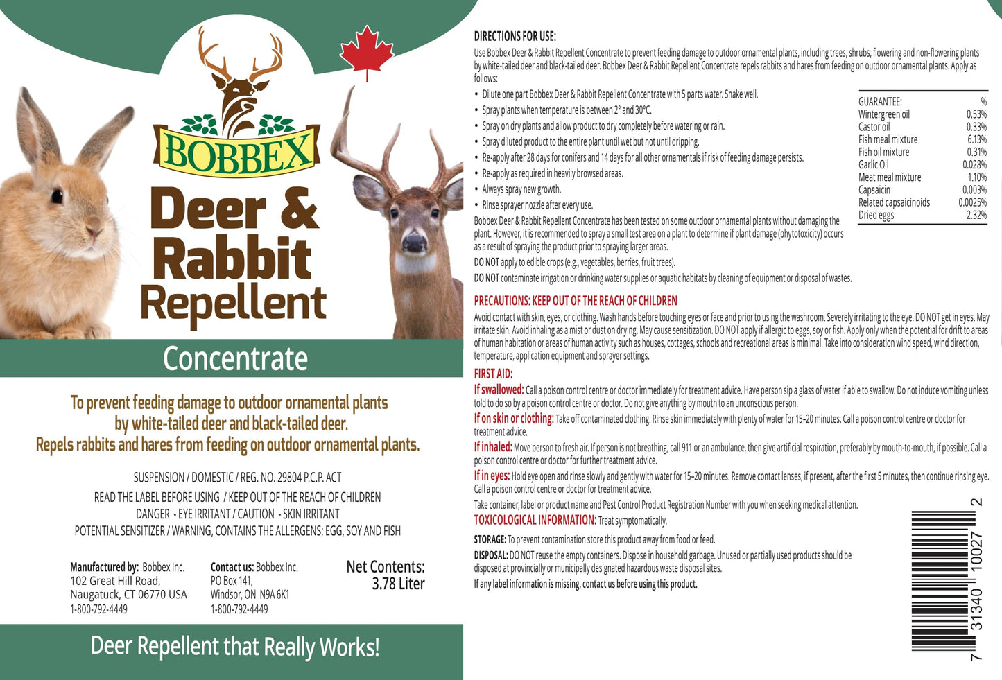 Bobbex Deer & Rabbit Repellent 3.78 Liter Concentrate