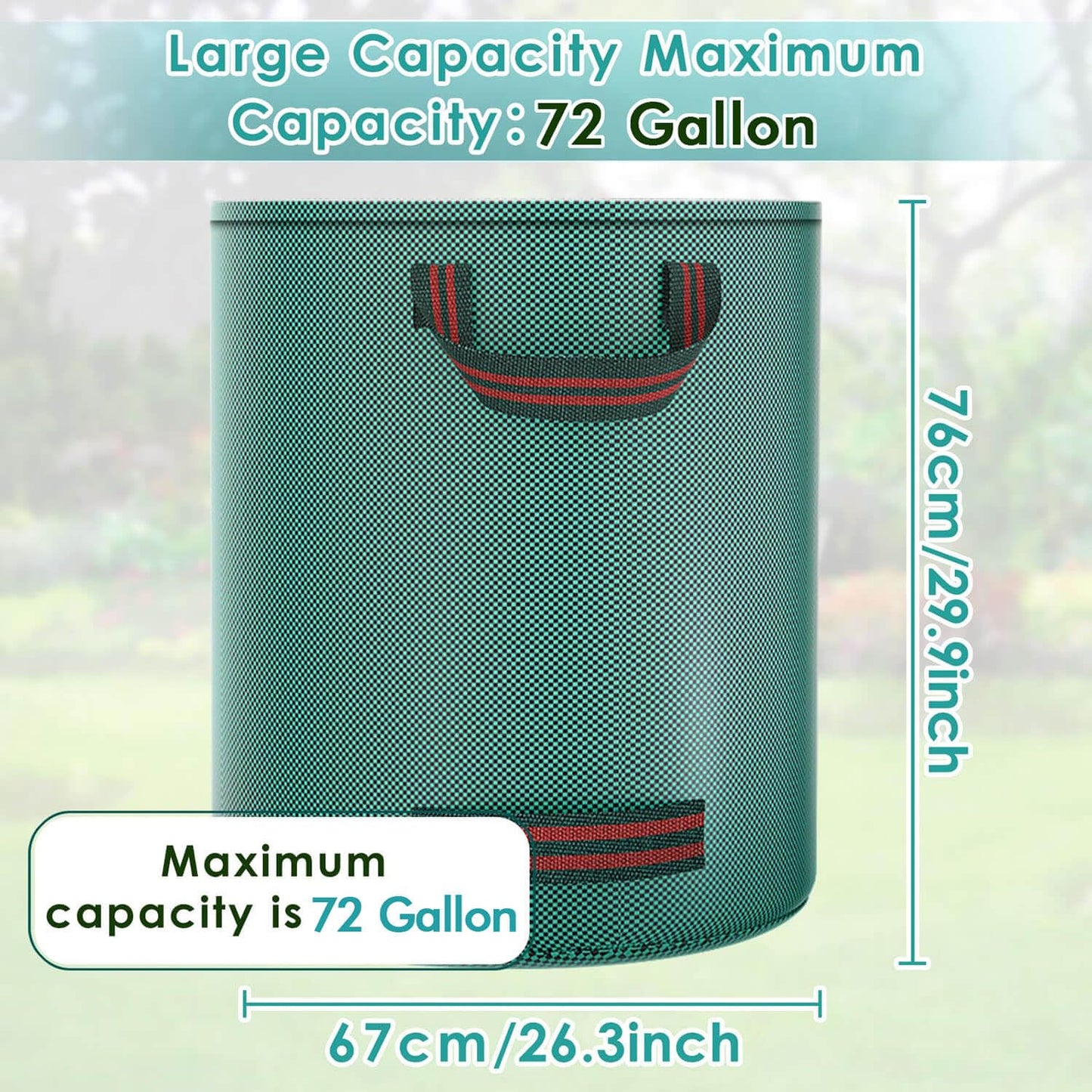 4 Pack 72 Gallon Garden Yard Waste Bags, Reusable Collapsible Plants Leaf Grass Waste Bag, Heavy Duty Gardening Bags for Garden Yard Lawn (4 Pack Bags)