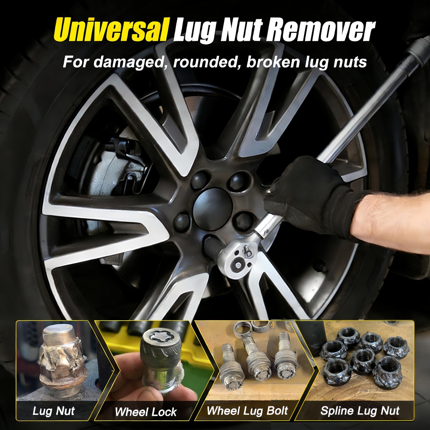 TOPEC 6PCS Deep Lug Nut Remover Heavy Duty, 1/2" Drive Impact Wheel Lock Removal Kit, Lug Nut Removal Tool for Stripped, Damaged, Rounded Bolts, Nuts 、