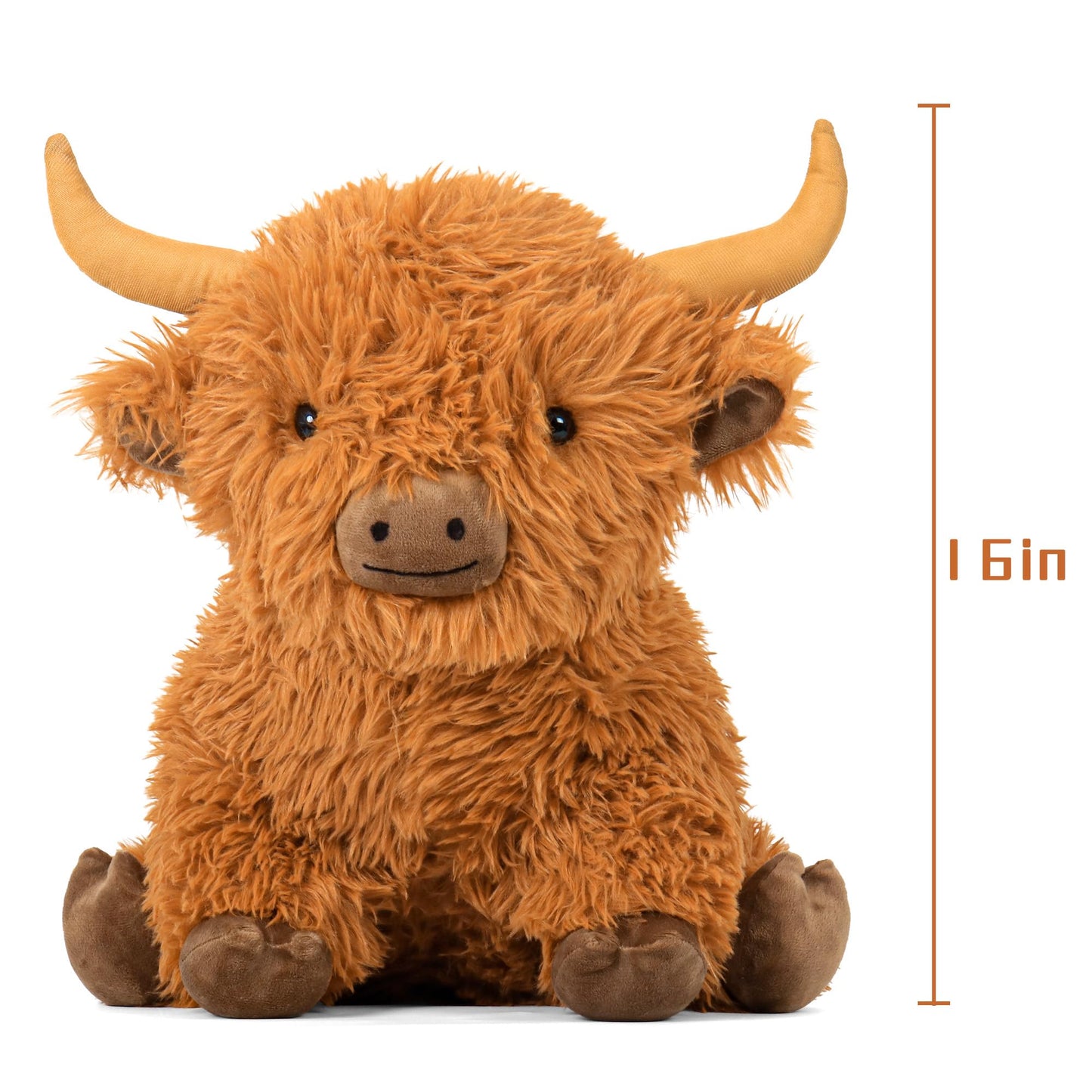 5lbs Highland Cow Weighted Stuffed Animals, 16in Tall Big Highland Cow Plush Toy, Soft Adorable Stuffed Animal for Kids and Adults Highland Cattle Gift Plushie Decor