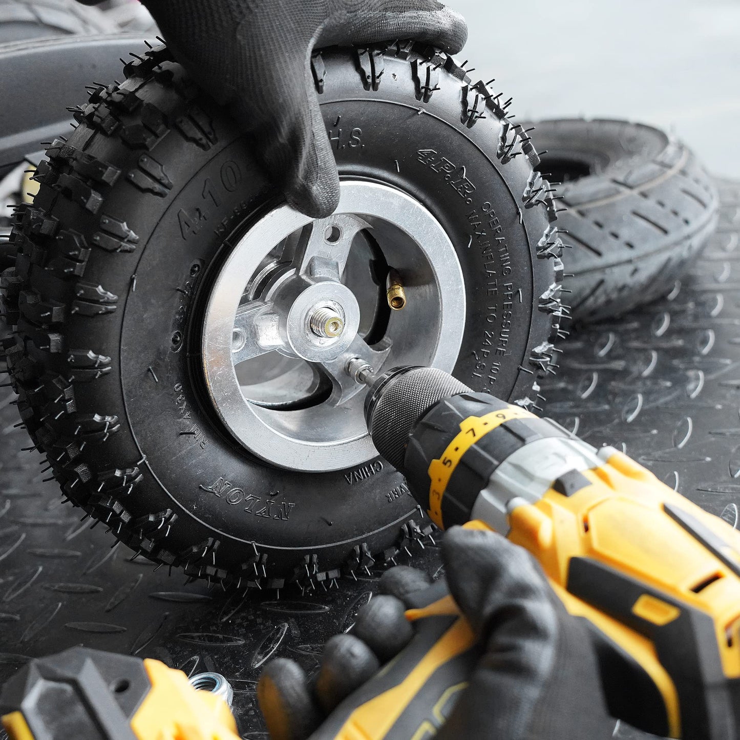 (2-Pack) 4.10-4 410-4 Tire & Inner Tube Replacement for Wheelbarrow, Snow Blower, Go Cart, Hand Truck, Garden Rototiller, ATV, Lawn Mower, Dollies Generator, TR87 Angled Valve Stem