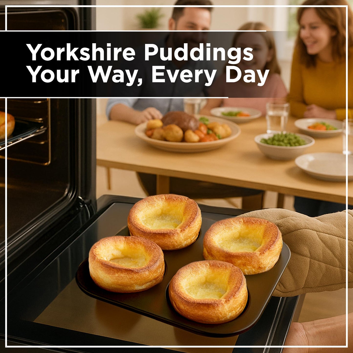Wrenbury Yorkshire Pudding Tray 4 Cup Twin Pack | Robust Non Stick Yorkshire Pudding Pan Tin – 10 Year Quality Guarantee Baking Tray Christmas Yorkshire Puddings (Set of 2)