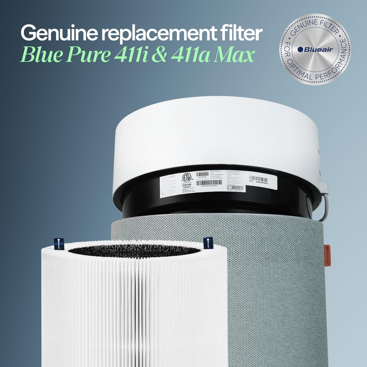 BLUEAIR Pure 411i Max and 411a Max Genuine Replacement Filter F4MAX - Fits Air Purifier