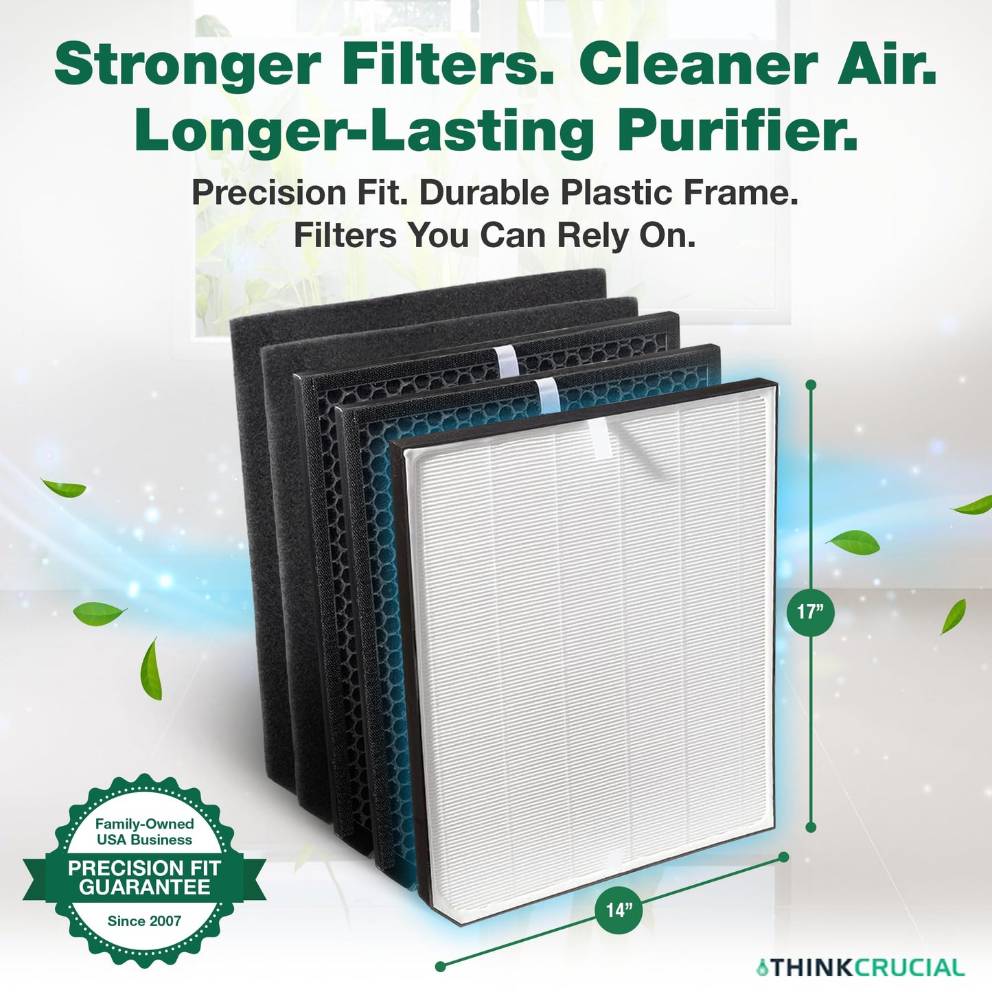 Air Purifier Filter Replacement – Compatible with Air Doctor AD3000 / AD3500 – Includes Efficient Air Filter Replacement for Home and Office - Third party-product (1 Filter and 2 Carbon Pre Filters)