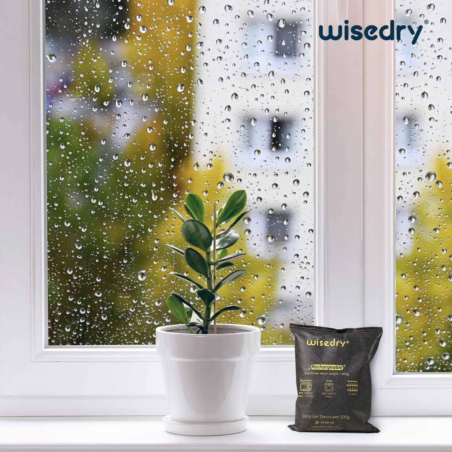 wisedry 2 x 500 Gram [2.2 lbs] Rechargeable Silica Gel Car Dehumidifier, Microwave Fast Reactivated Desiccant Packets Large for Safes Closet Basement Garage Storage Moisture Absorber Bag Reusable