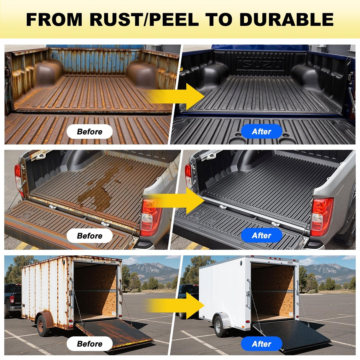 Meuvcol Truck Bed Liner Paint,35 Floz Black Truck Bed Coating Kit For Truck Bed, Trailer, Rust Resistant Roll On Bed Liner Coating With Brush & Gloves,Easy Application & Long-Lasting Textured Paint