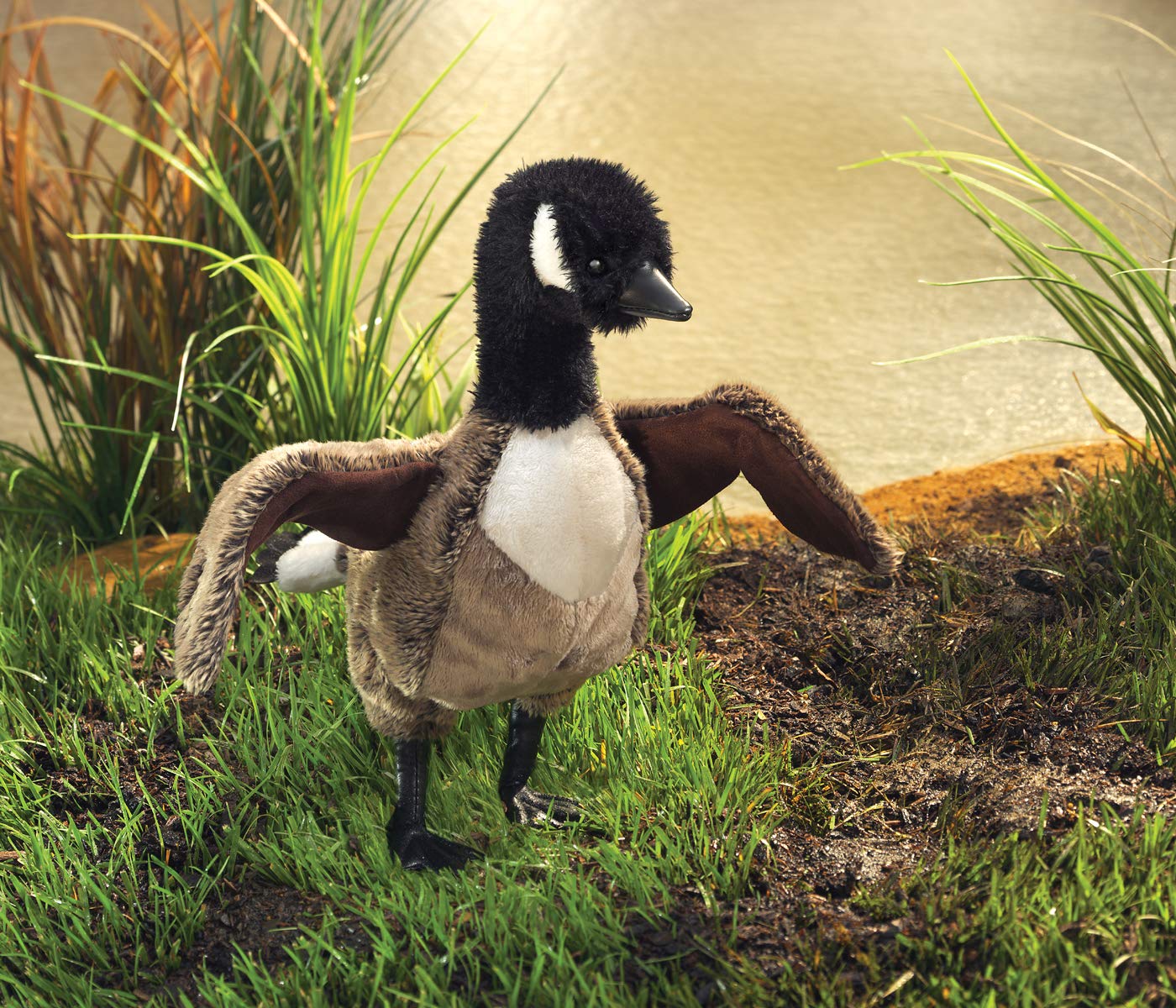 Folkmanis Canada Goose Hand Puppet, Brown, White, Black, 1 Ea