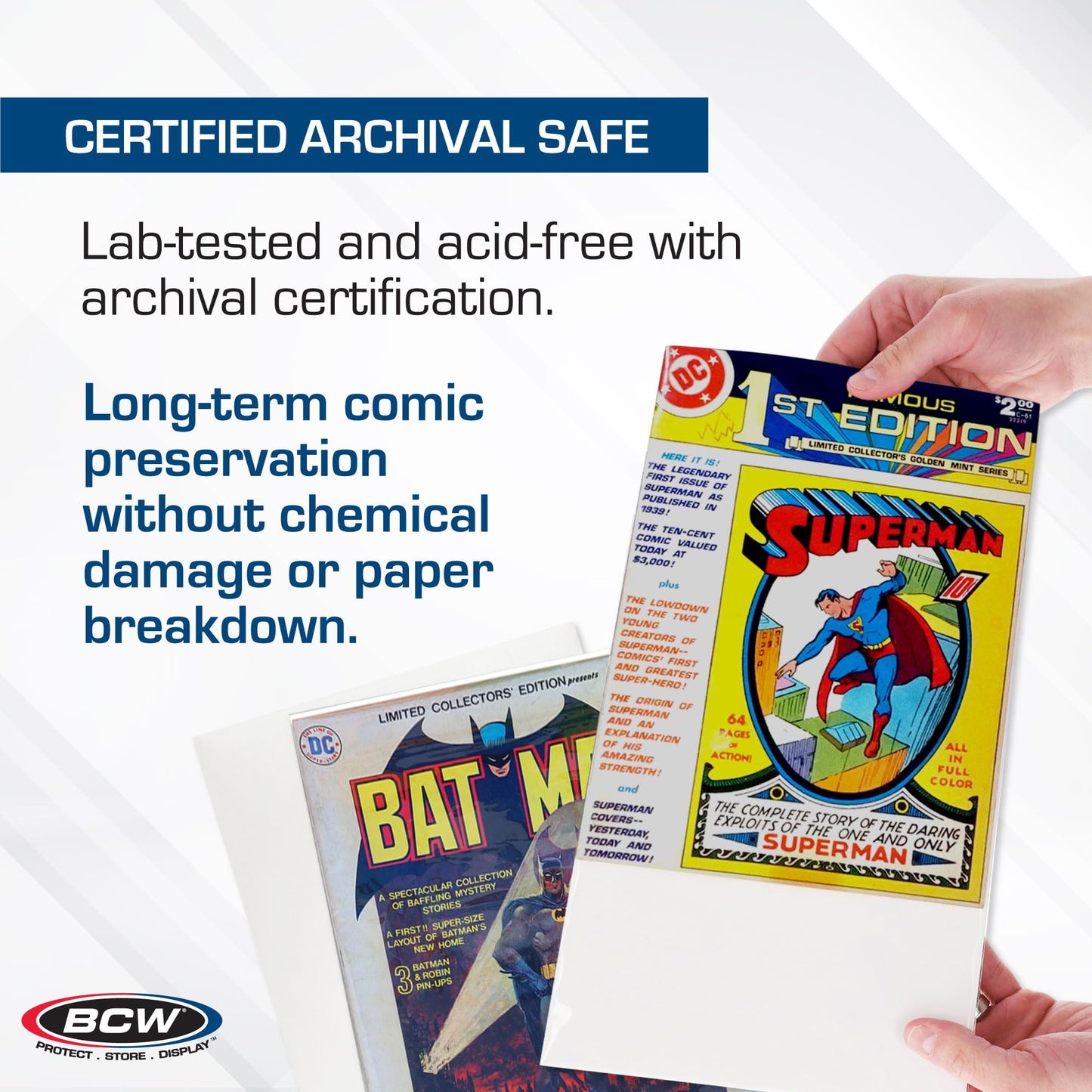 BCW Treasury Backing Boards | Certified Acid-Free, Lab Tested Comic Backing Boards | 10 1/4 x 13 1/2 Inches | 100 Pack | Comic Collection Protection | Comic Book Boards for Treasury Preservation