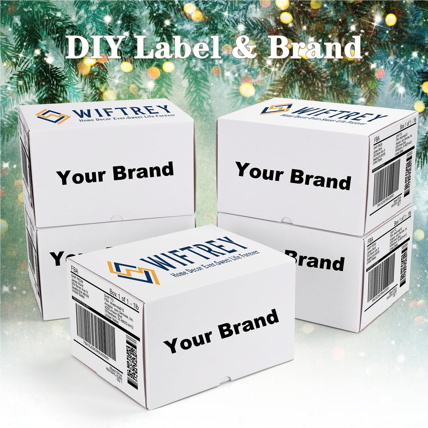 WIFTREY 12x8x6 inches White Shipping Boxes pack of 15, 12 x 8 x 6 Corrugated Cardboard Boxes for Packaging Small Business, Moving, Mailing