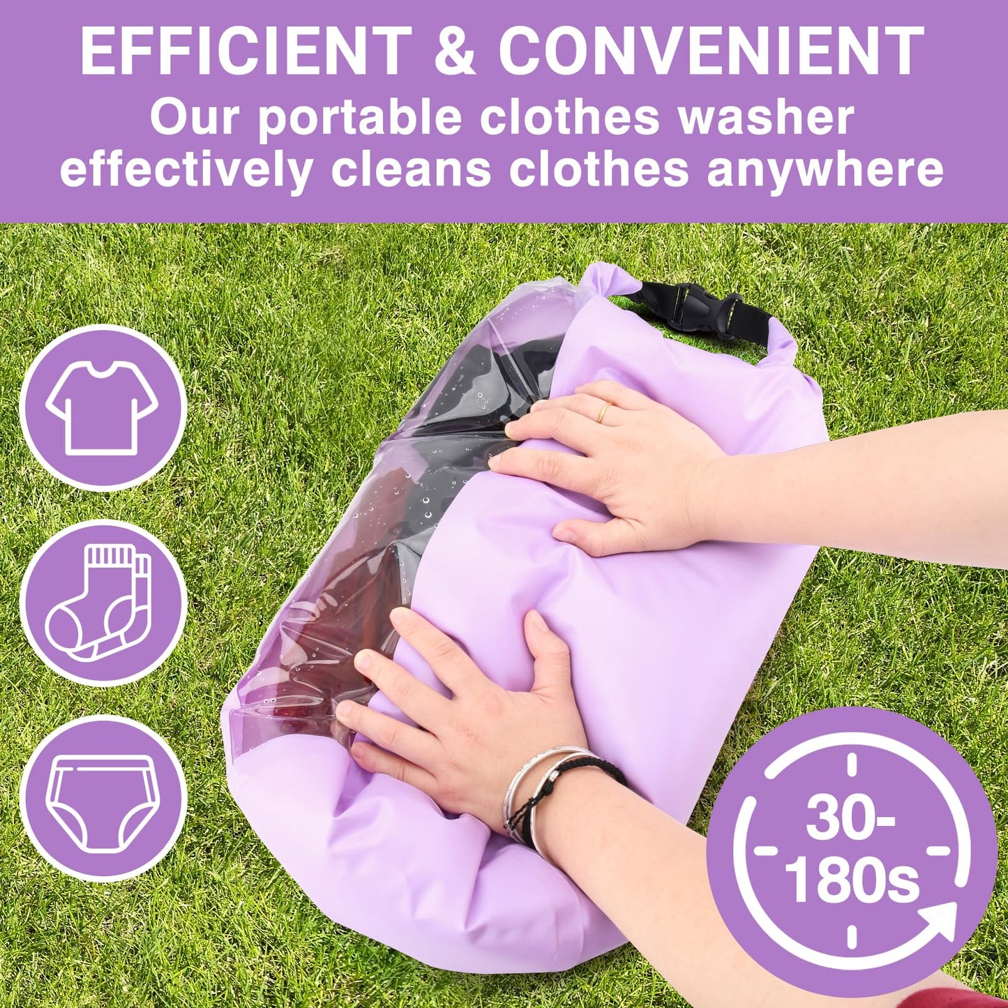 Travel Washing Machine & Retractable Clothesline - Hand Washing Machine & Portable Clothes Washer - Durable Travel Laundry Wash Bag - Portable Manual Clothes Washer