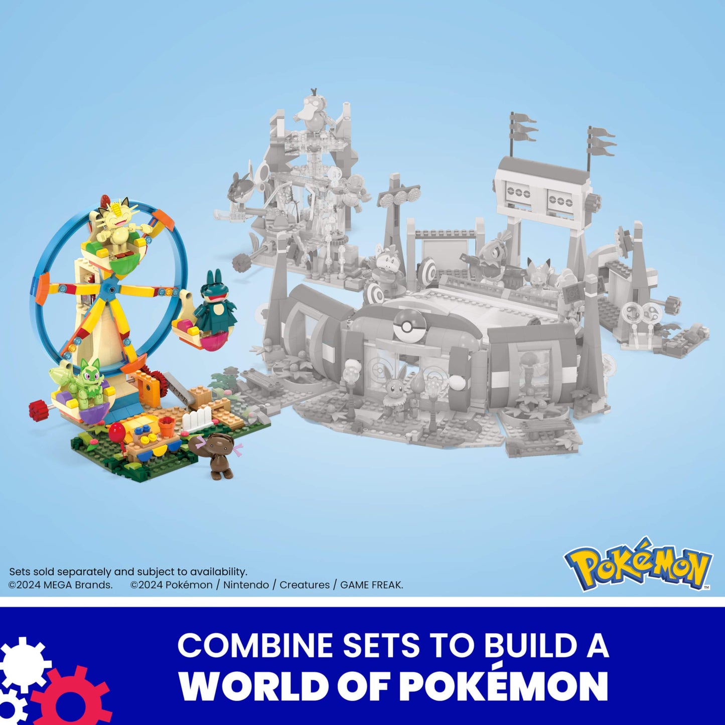 MEGA Pokemon Building Toys Set Ferris Wheel Fun with 393 Pieces, 4 Poseable Characters, 5+ Inches Tall, for Kids