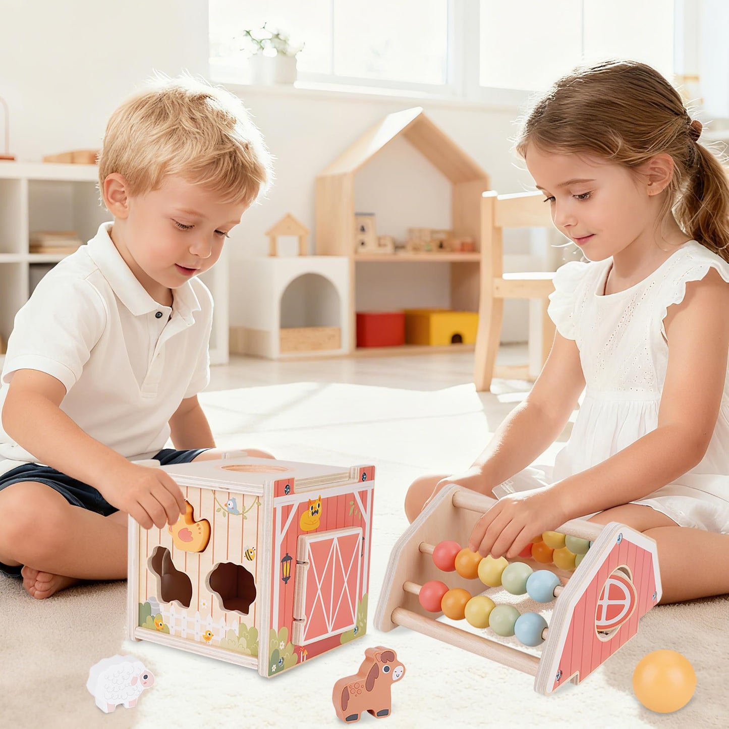 Montessori Toys for 1 2 3 Year Old, Wooden Farm Animal Toys for Toddlers 1-3, Baby 12-18 Months Toys, 1 2 Year Old Girl Boy Birthday Gift, Toddler Learning Educational Toys Gifts for Girls Boys