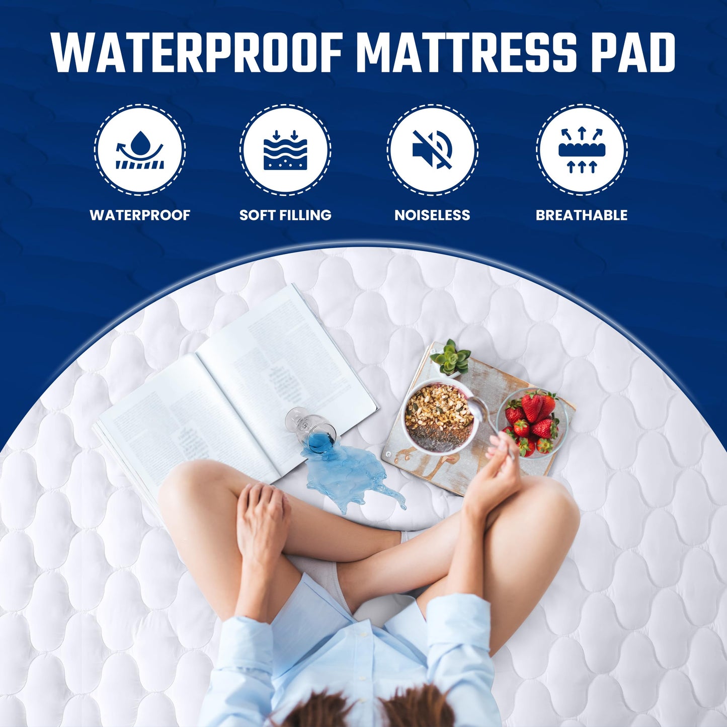 Utopia Bedding Waterproof Mattress Protector, King Mattress Pad, Quilted Fitted Cover Stretches up to 16 Inches Deep Pocket (White)
