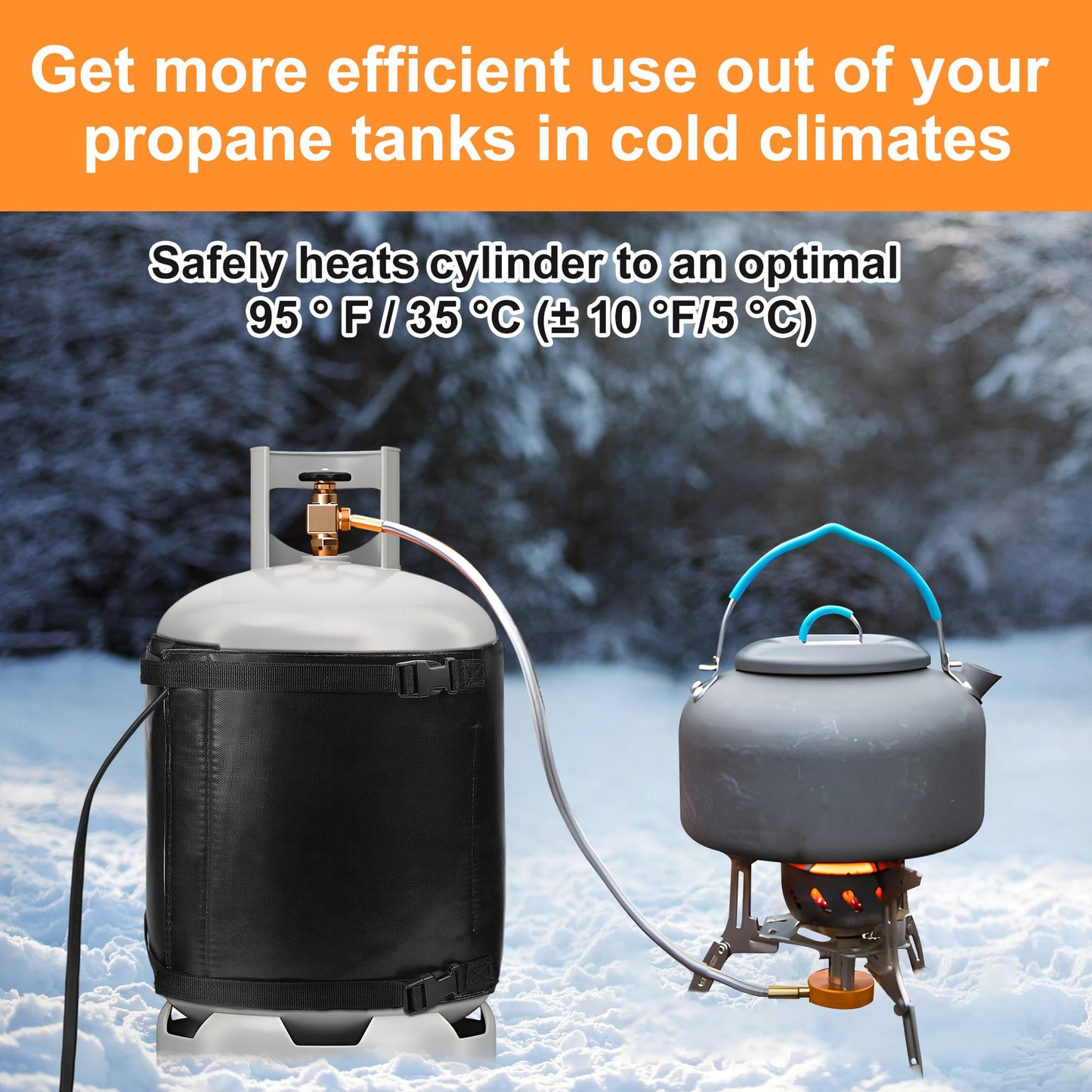Propane Tank Heater Blanket - 47.5 x 13.5" Gas LP Cylinder Warmer With Temperature Control 85-105F for 30, 40 LB Tanks