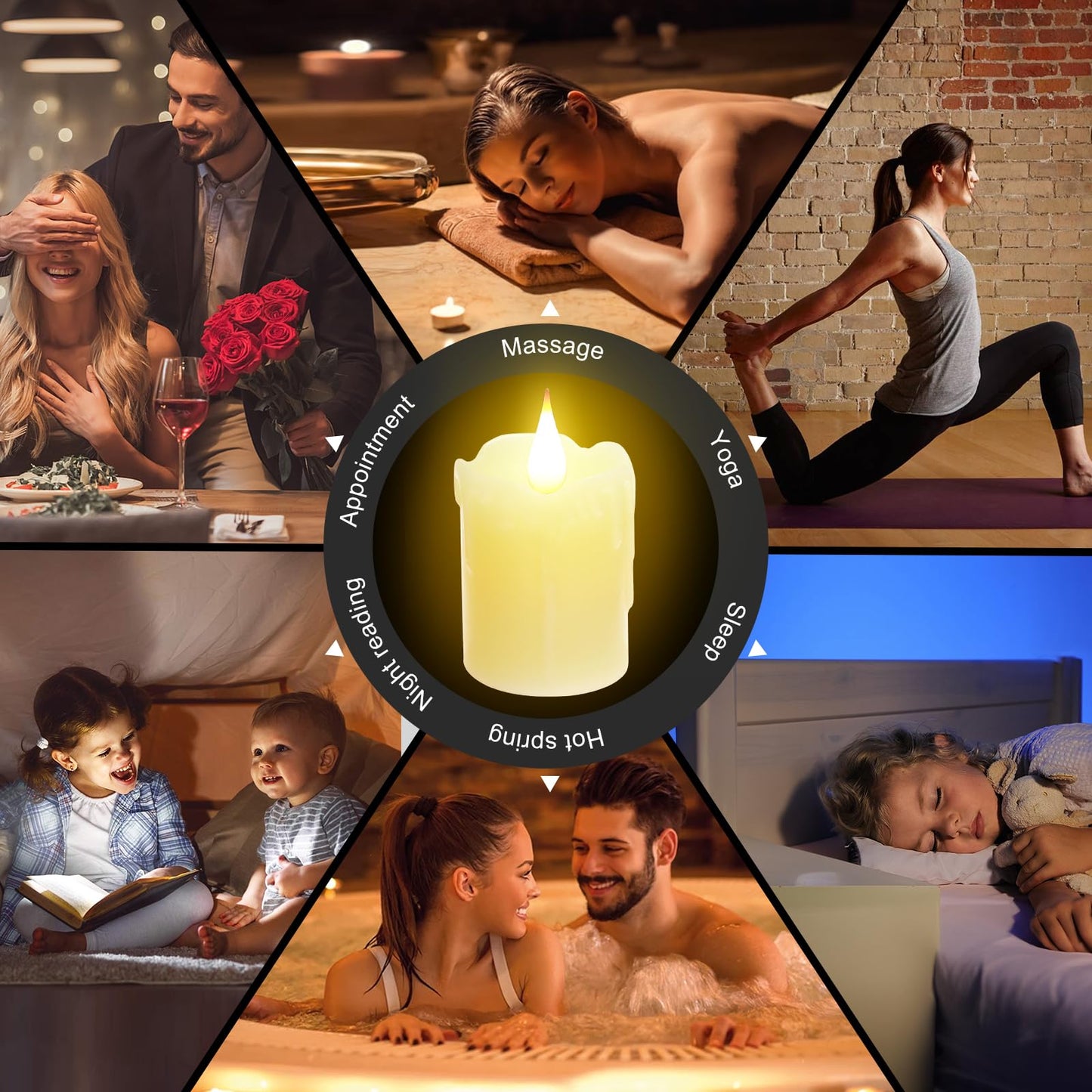 6 PCS Real Wax Rechargeable Flameless Warm White LED Candles,3D Wicks and Remote Control, D2 x H4”,Flickering Votive Battery Operated Tea Lights Candles with Timer,for Christmas,HalloweenDecor