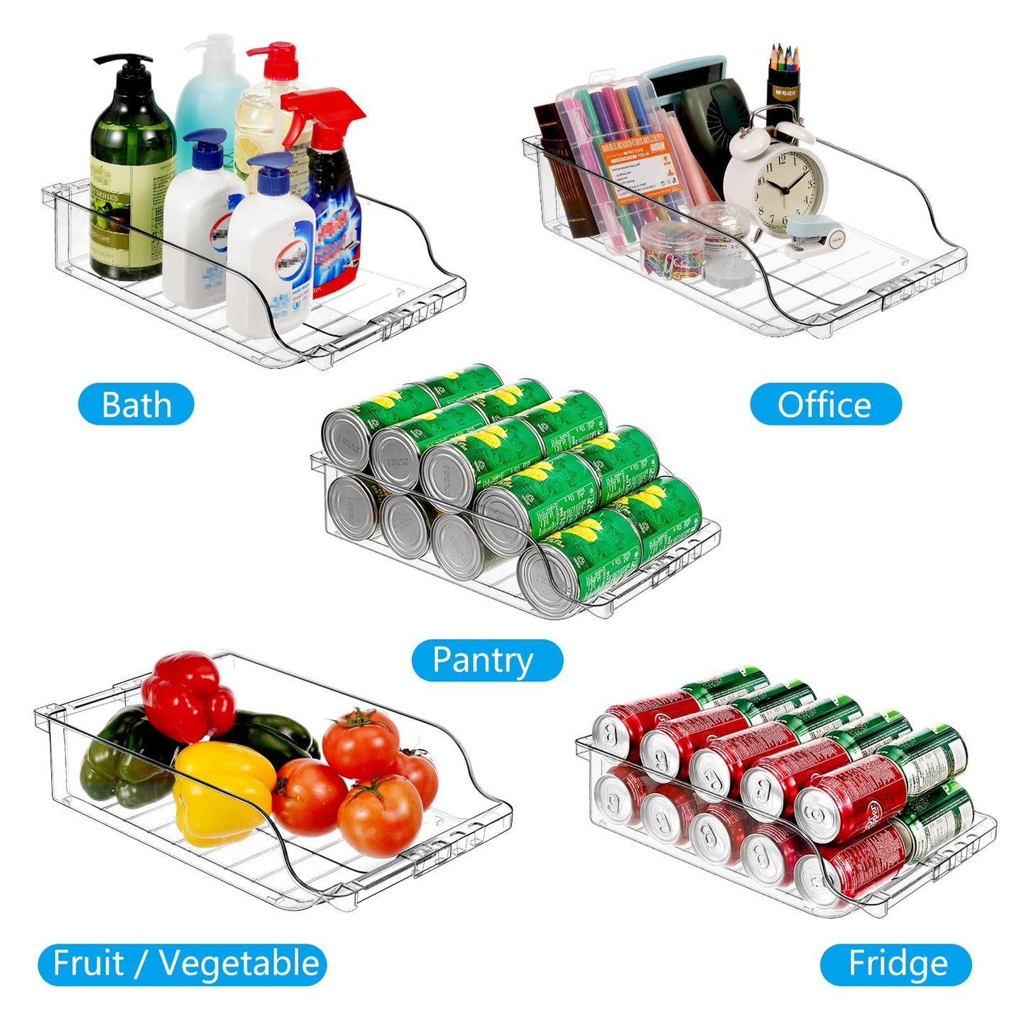 BingoHive 2 Packs Width Adjustable Soda Can Organizer for Fridge Expandable Soda Can Dispenser for Beer Soda Seltzer Pop Can Soda Organizer for Fridge