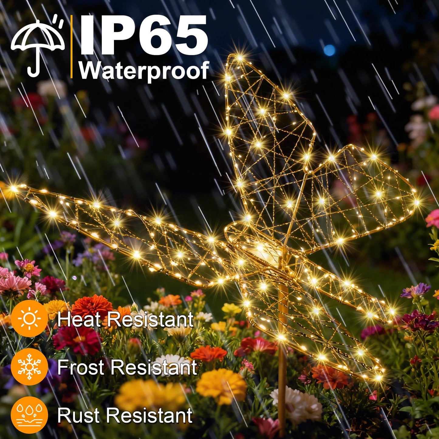 Solar Lights Outdoor - Solar Garden Lights Butterfly Decor with 240LED, Solar Powered Iron Waterproof Easy to Install for Pathway Garden Decorations Patio Decor Yard Decoration