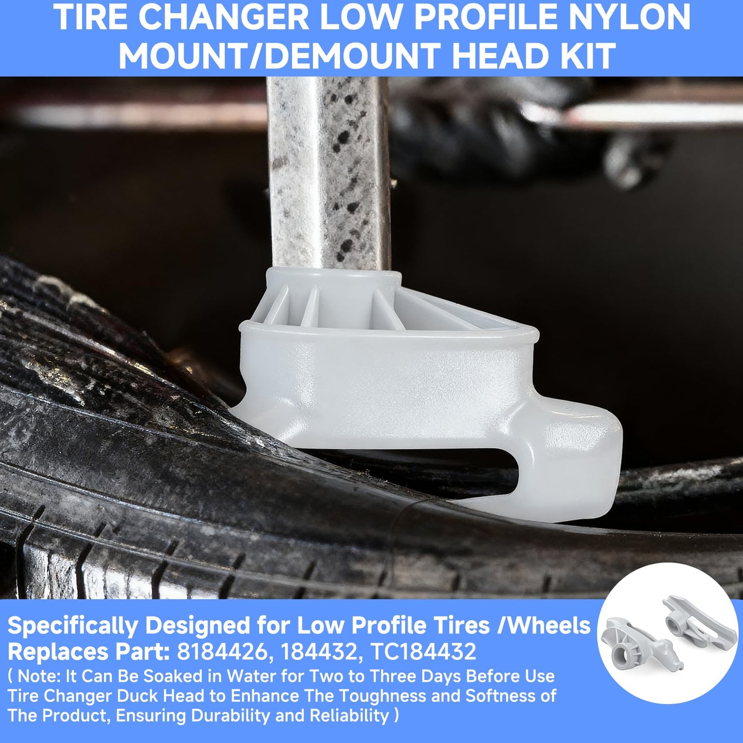 3 Pack Nylon Tire Changer Duck Head for Coats Tire Machine, Plastic Mount/Demount Duck Head Kit, Part# TC184432 & 8184432, Fits All Maxx Series, X-Series & RC Series (Grey)