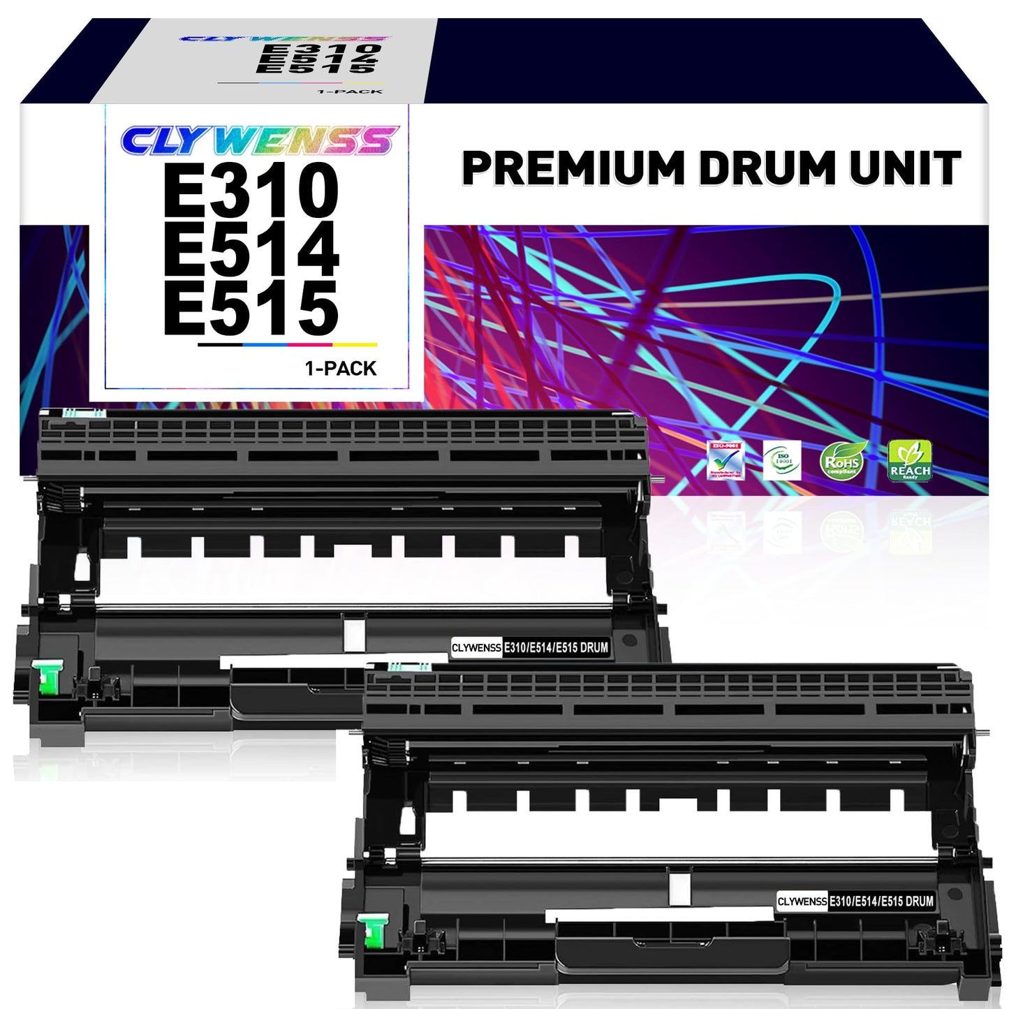 CLYWENSS Compatible E310/E514/E515 Series Drum Unit Replacement for Dell E310 E310dw E515dw E514dw E515dn Printer, 2-Pack (Dell PVTHG, 593-BBKD, P7RMX)