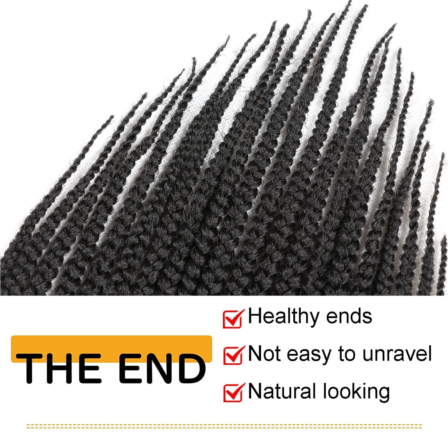 22 Inch Long Medium Box Braids Crochet Hair 7 Pakcs/lot Synthetic Hair Extension Box Braid Hair Crochet (22 Inch, 1B)