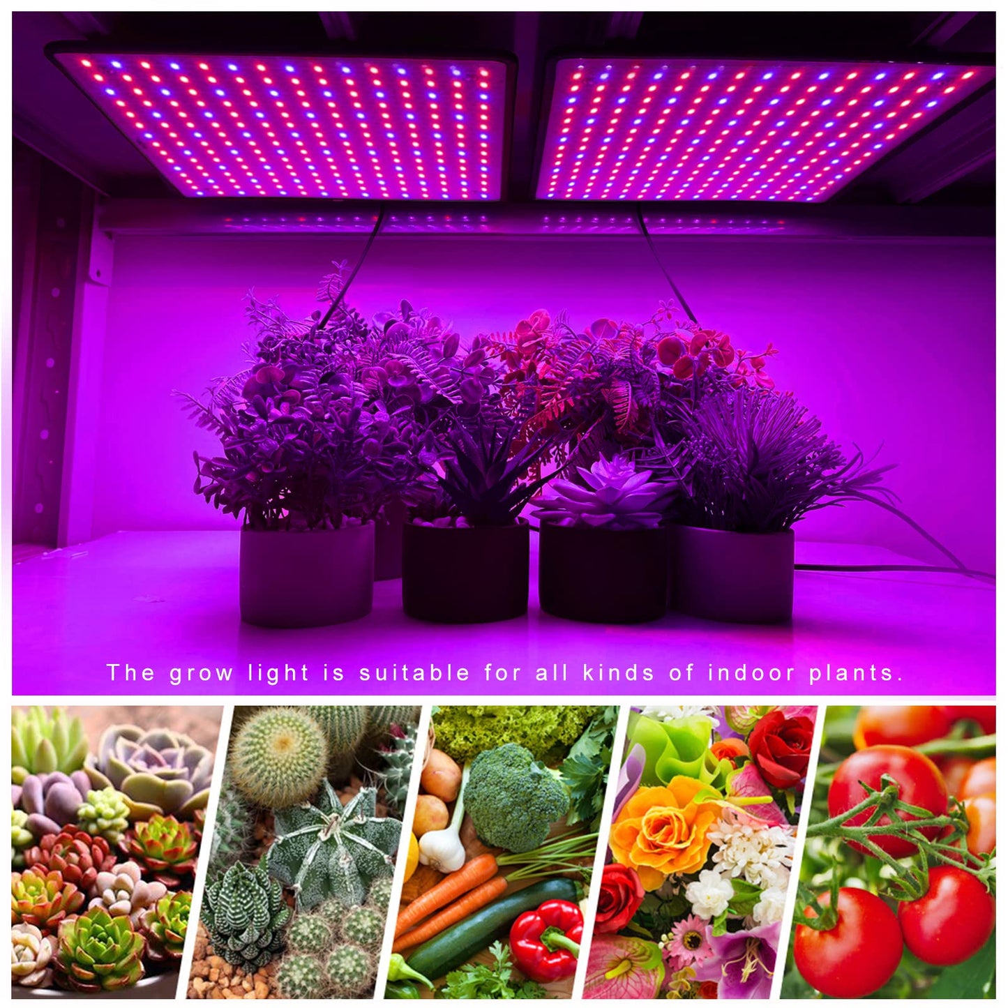 SEAMETAL LED Grow Lights Indoor Plants 300W Full Spectrum Led Growing Lamp Red Blue Hydroponic Plant Light Bulb for Seedling Flowers Greenhouse Garden (2 Packs)