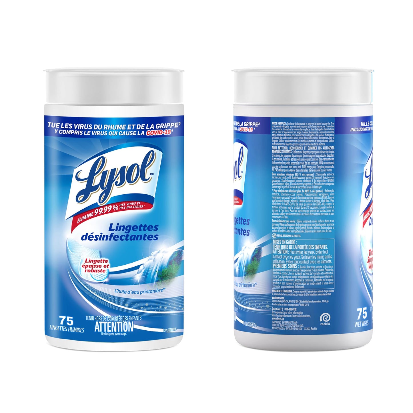 Lysol Disinfecting Wipes, Thick Cleaning Wipes with Micro-Pocket Pattern for Home & Electronics, Kills 99.9% of Germs, Removes Allergens, Spring Waterfall Scent, 6 x 75 Count (450 Total Wipes)