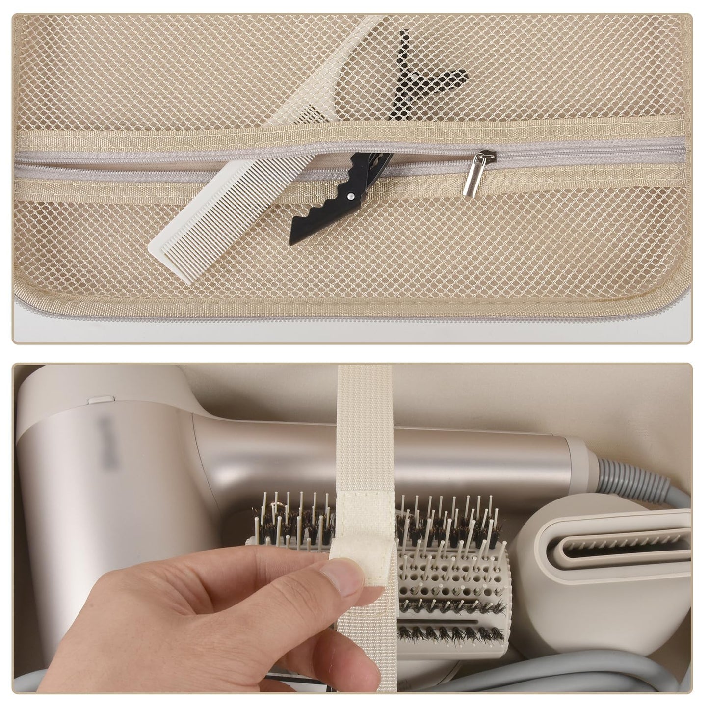 Case for Shark HD331&HD112BRN Hair Blow Dryer HyperAIR Fast 2-in-1, Blow Dryer Storage Bag for Concentrator and Styling Attachments and Rotatable Hot Air Brush Accessories, Box Only (Stone)