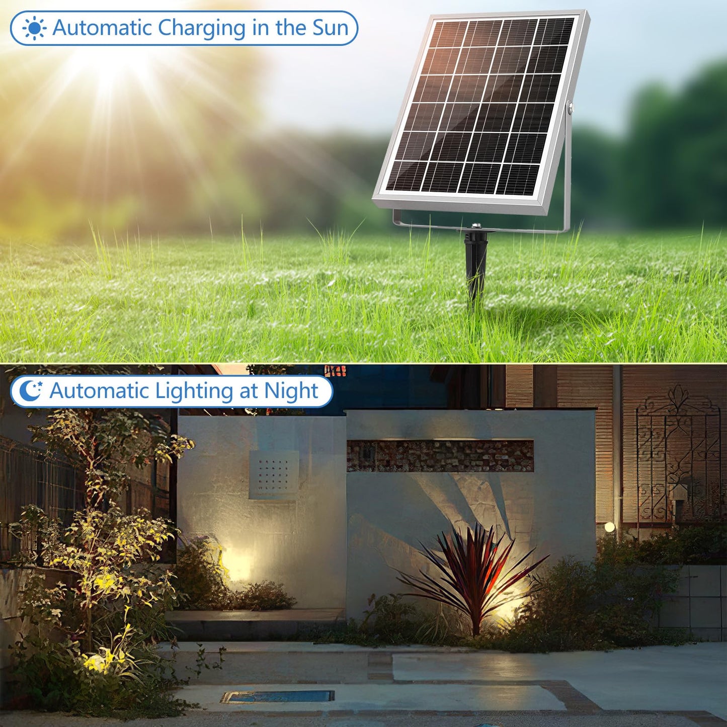 MEIHUA Solar Spot Lights Outdoor, 6 in 1 Solar Landscape Spotlights 2700K Warm White, 3 Lighting Modes & 3 Brightness, IP66 Waterproof Solar Lights Outdoor Garden for Pathway Driveway Yard Tree