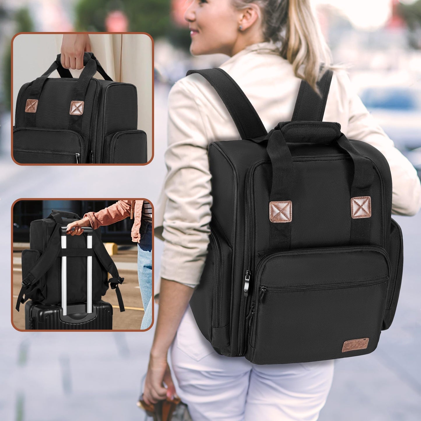 BAFASO Nail Polish Organizer Backpack Holds 105 Bottles (15ml - 0.5fl.oz) and a Nail Lamp, Nail Polish Backpack with 3 Removable Pouches and Multiple Tools Storage Pockets (Patented), Black, Bag Only