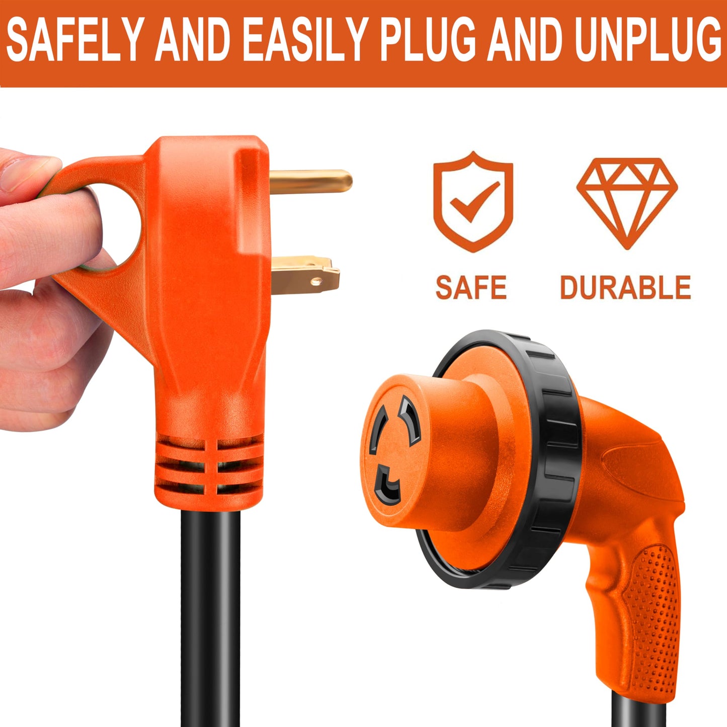 Ficstar 30 Amp RV Extension Cord 10 ft Heavy Duty Generator Extension Cord with LED Power Indicator,30 AMP Female 90° Twist Lock Adapter with Reverse Polarity Lamp,NEMA TT-30P to L5-30R,120V/125V