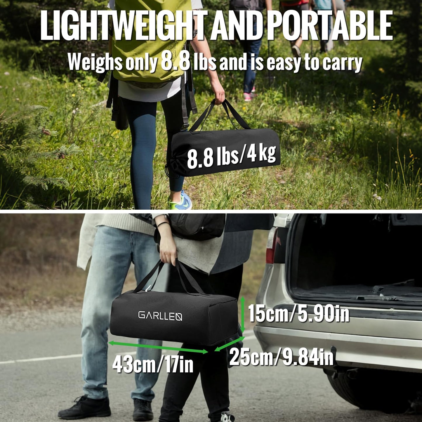 GARLLEN Folding Camping Table Max Height 70cm, Portable Roll-up Picnic Table with 2 Adjustable Height, Aluminum Outdoor Table with Storage Net & Carrying Bag for Camping, Picnic, BBQ, L25.2 x W15.7