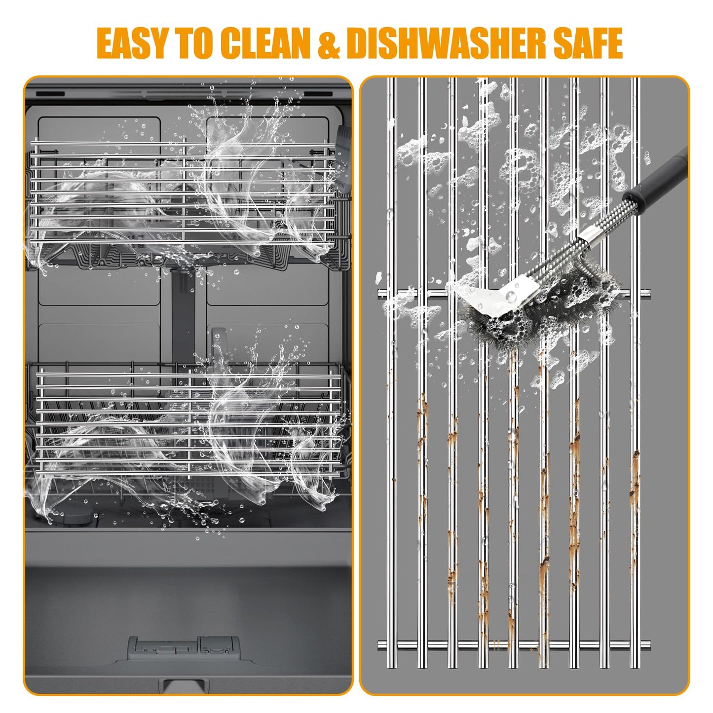 BBQ-PLUS Stainless Solid Rod Cooking Grate Grids Replacement for Broil-Mate, Broil King 9625-67, 9625-84, Baron 320, Baron 340, Baron 440, Huntington and Sterling 4Pcs