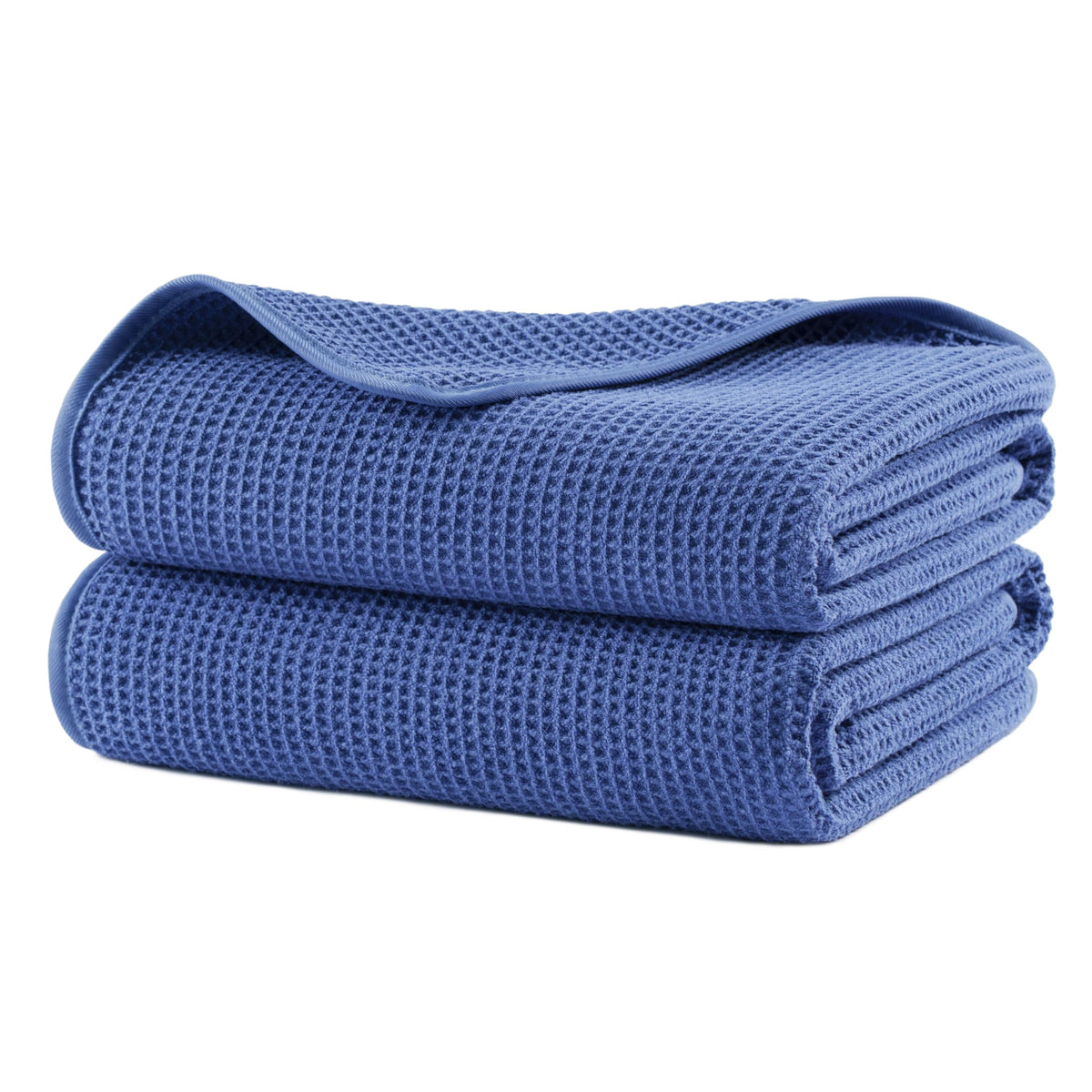 POLYTE 380 GSM Microfiber Oversize Quick Dry Lint Free Bath Towel, 60 x 30 in, Set of 2 (Waffle Weave)