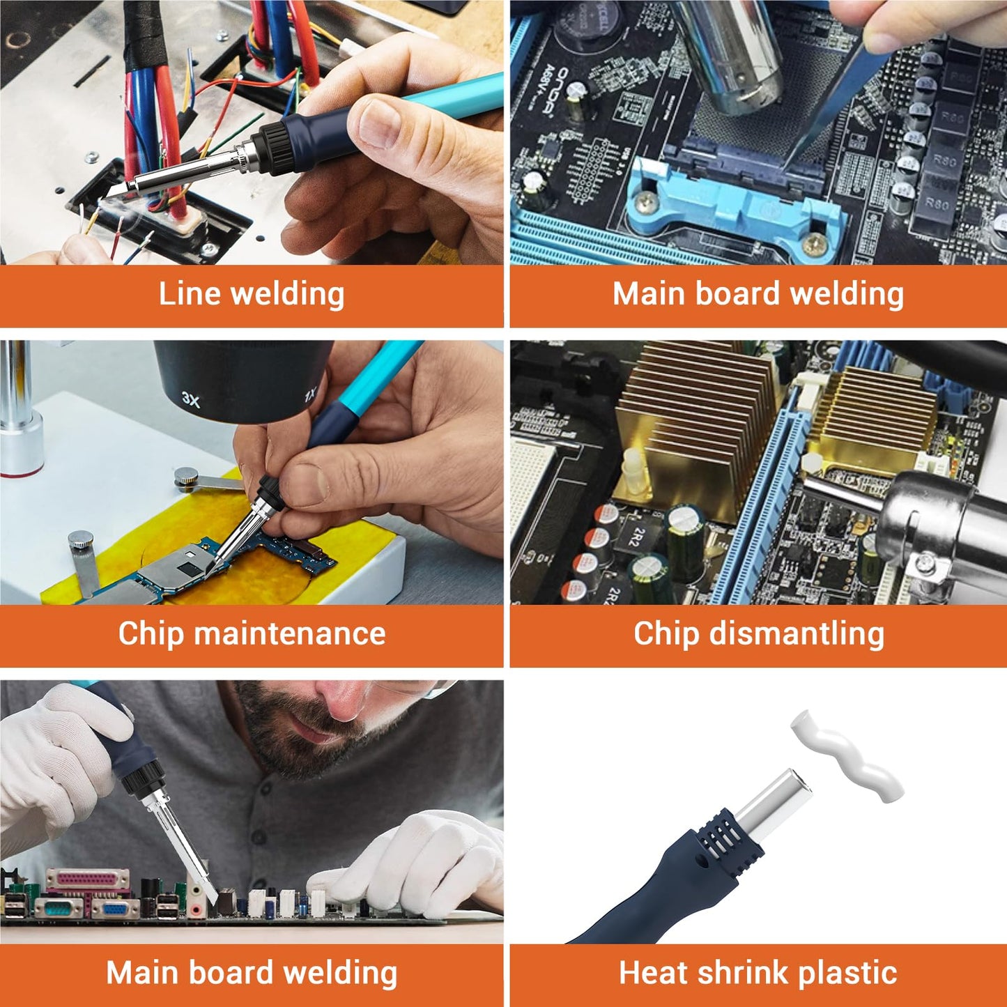 BAKON 882 2-in-1 SMD Hot Air Rework & Soldering Station with LCD, Auto Sleep, °F/°C, Tips ，Nozzles, Solder Wire, Tweezers, Solder Sucker